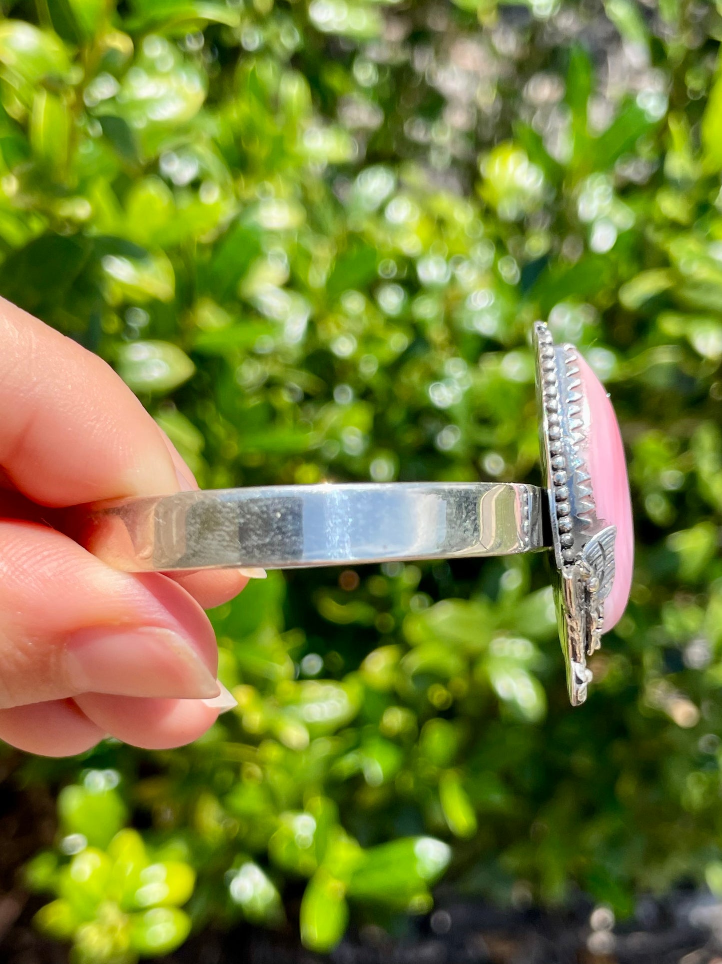 Pink Conch Butterfly Floral Cuff Bracelet | 925 Sterling Silver D157