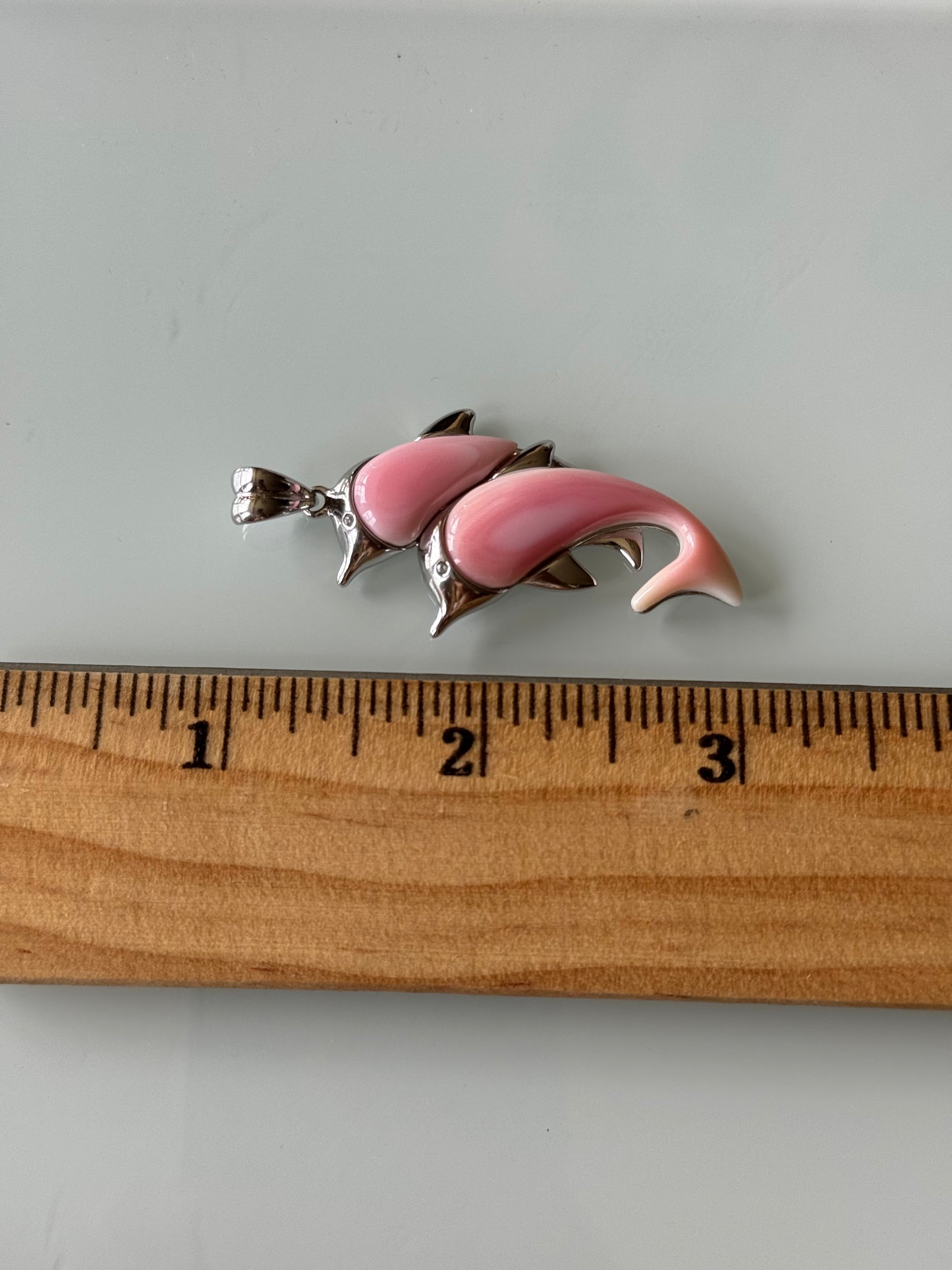 Dolphin Pendant in Pink Conch | Sterling Silver | A741