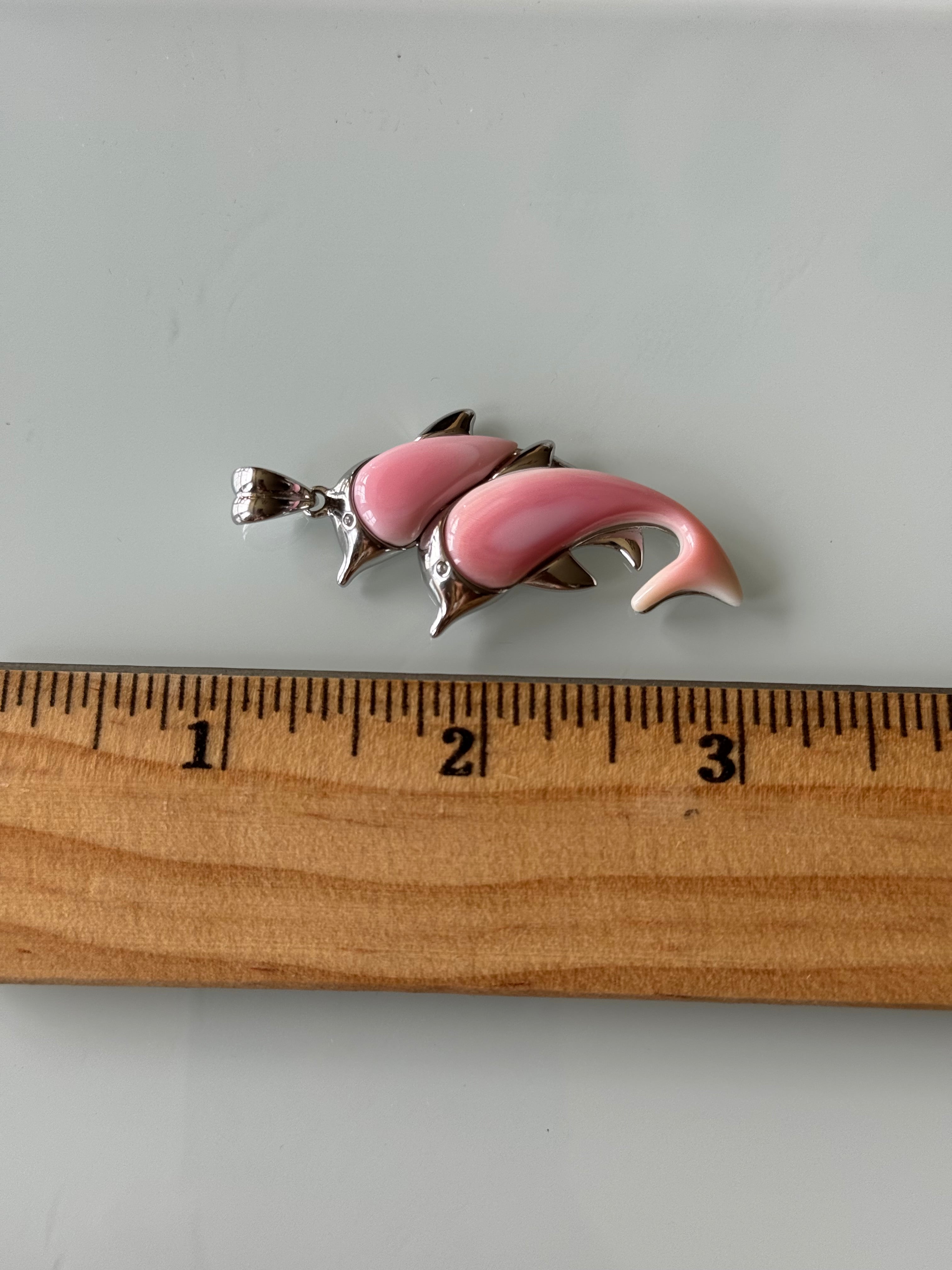Dolphin Pendant in Pink Conch | Sterling Silver | A741