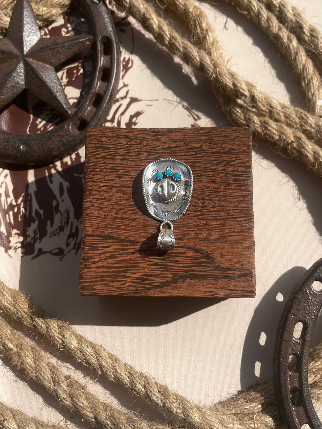 Turquoise Cowboy Hat Pendant | 925 Sterling Silver G693