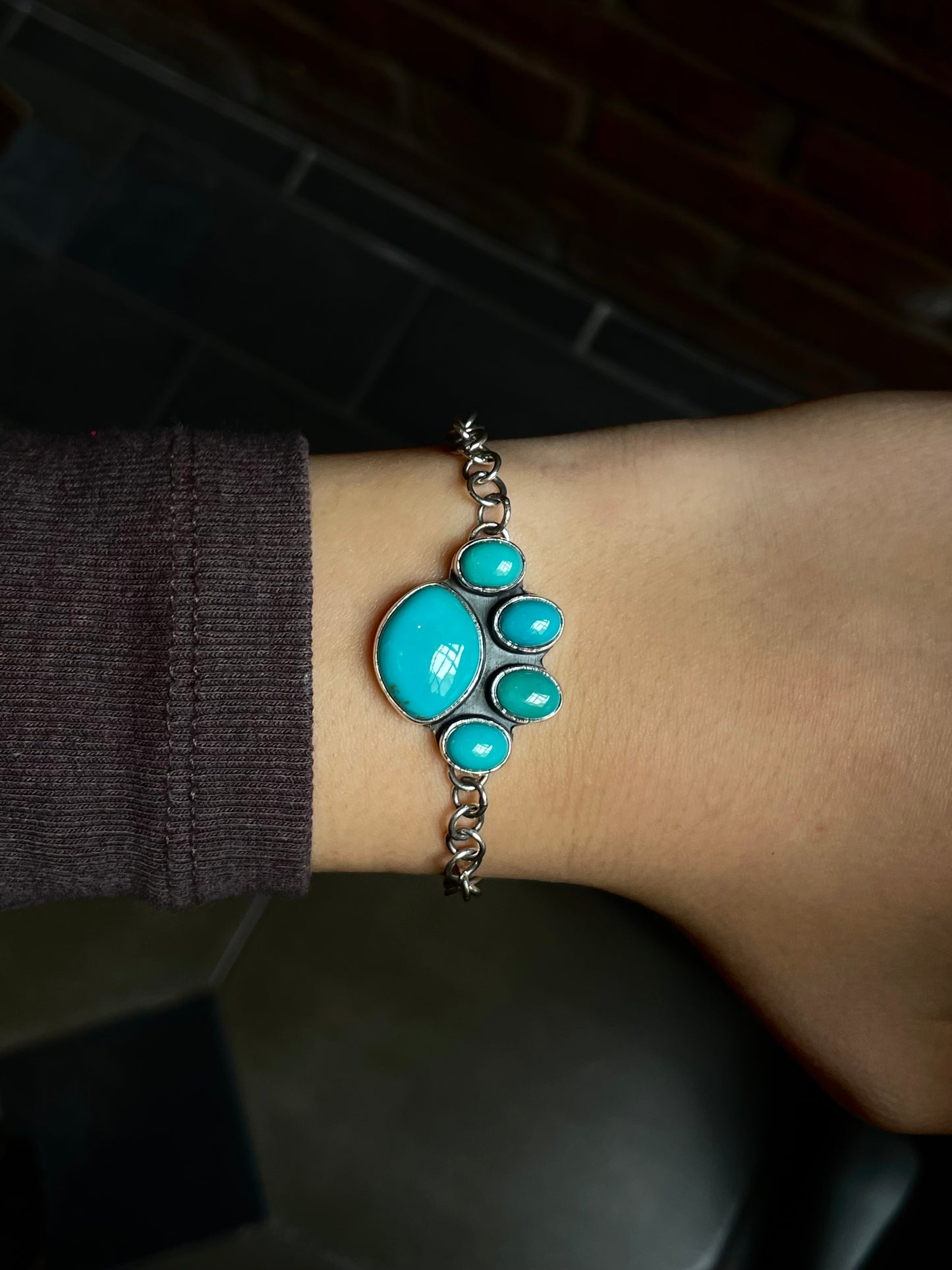 Kingman Turquoise Paw Bracelet | 925 Sterling Silver E101