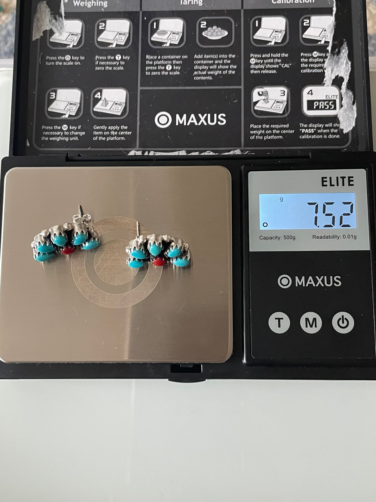 Turquoise Italian Coral Cluster Stud Earrings | Sterling Silver E650