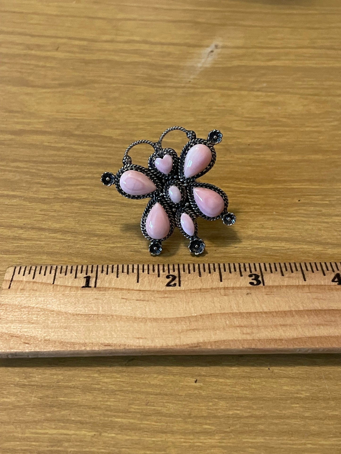 Pink Conch Butterfly Heart Ring Size 6 | 925 Sterling Silver E986