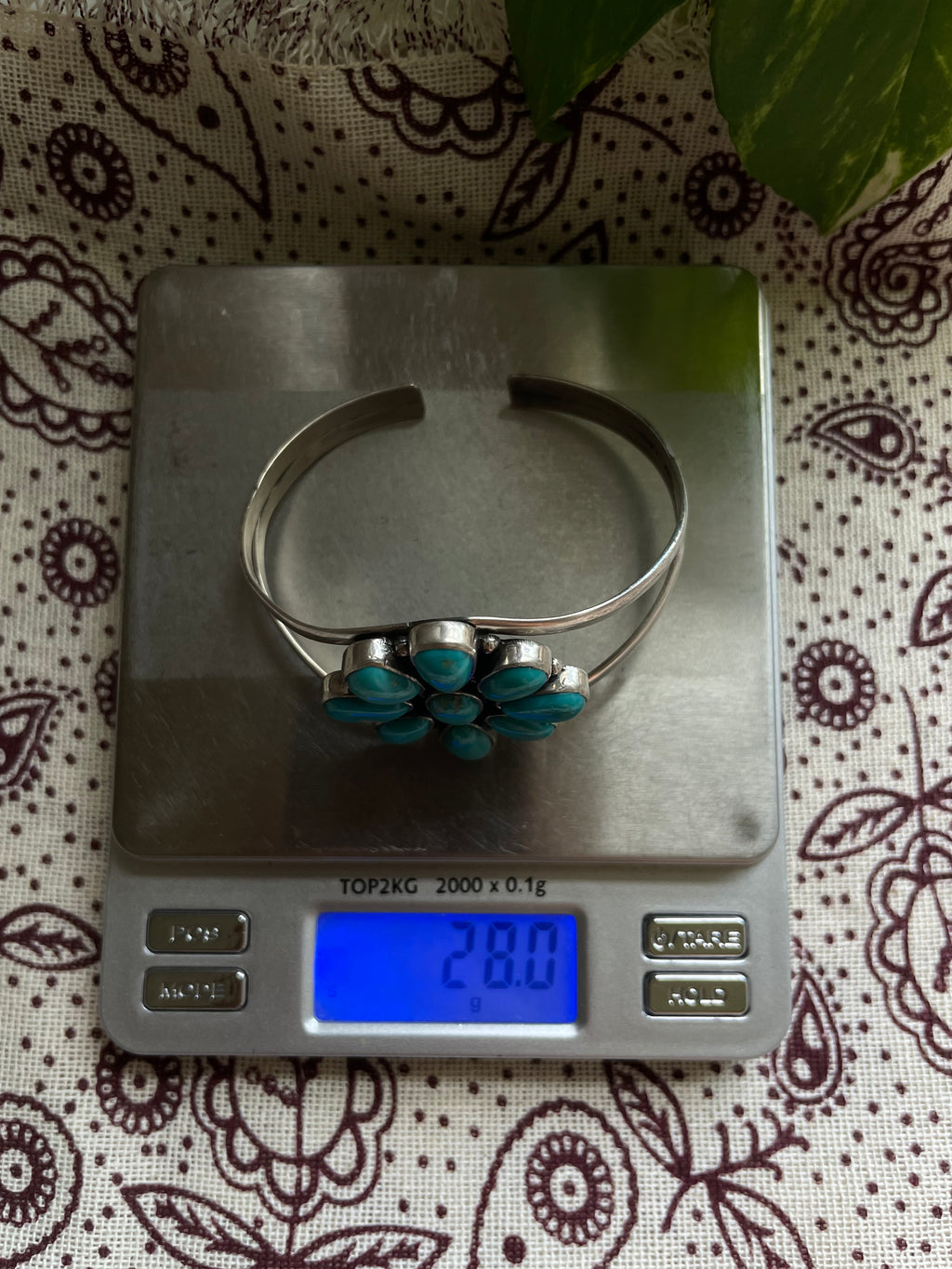 Turquoise Cluster Cuff Bracelet | 925 Sterling Silver D283
