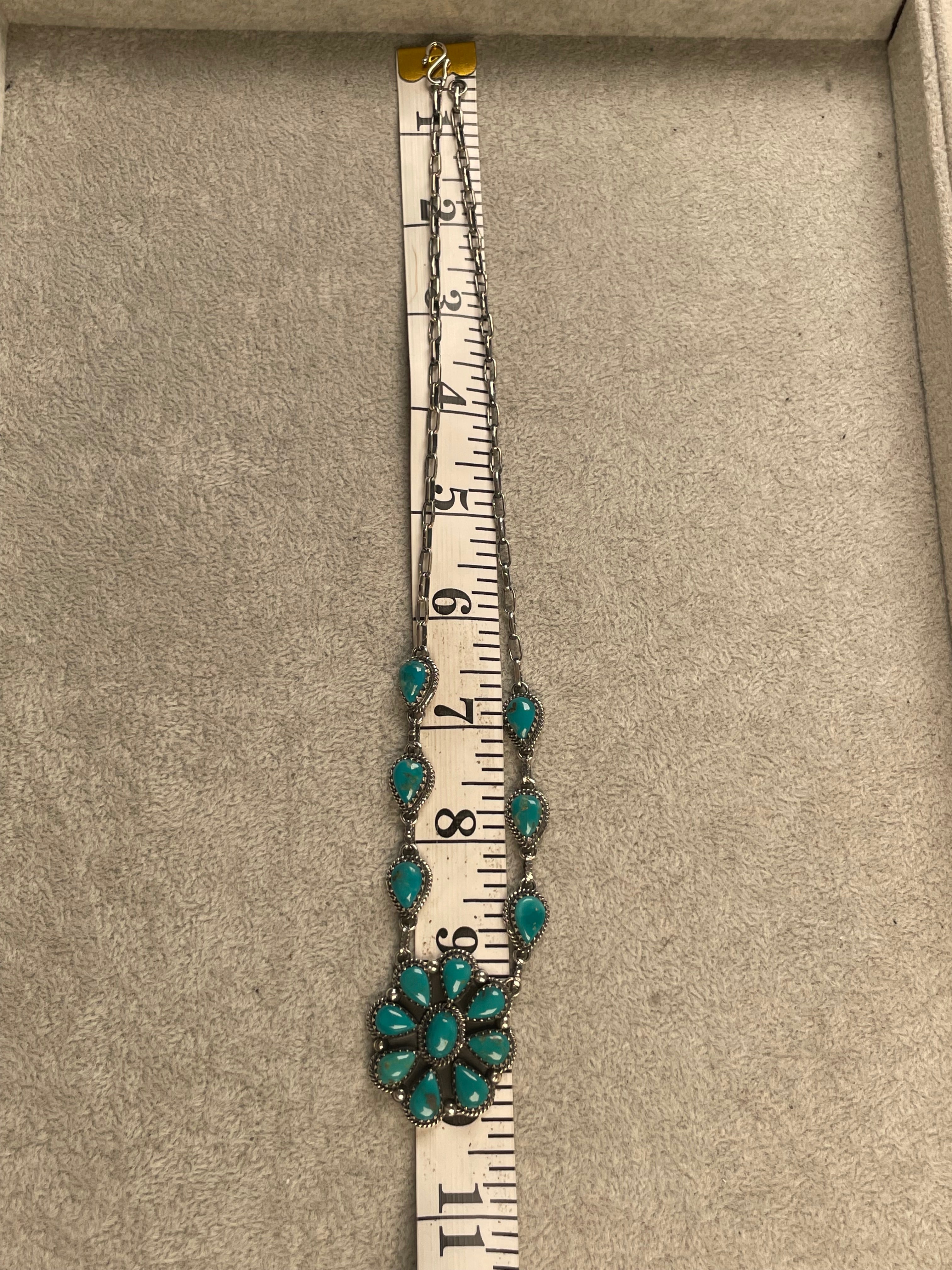 Turquoise Cluster Necklace | 925 Sterling Silver D159