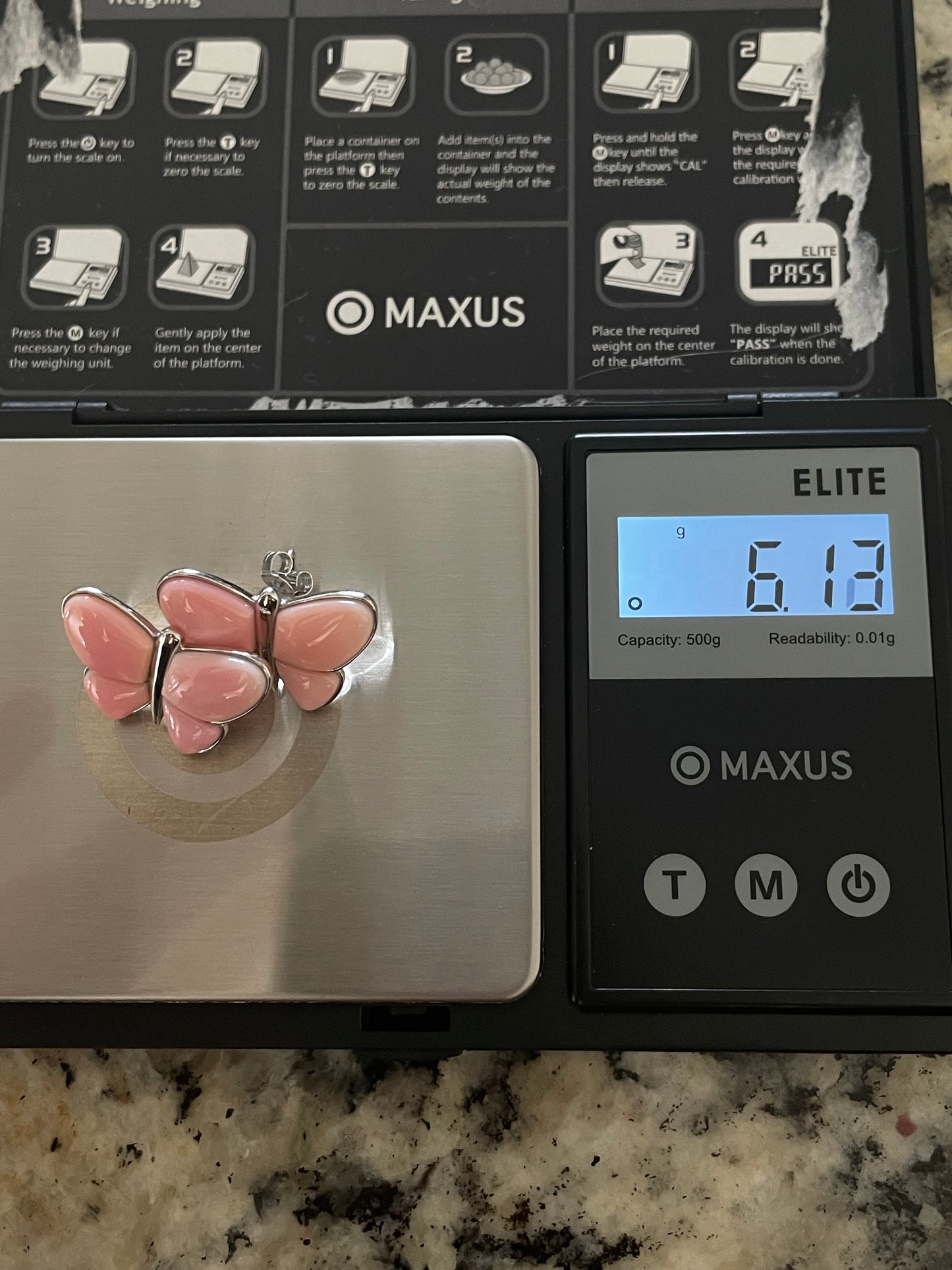 Pink Conch Butterfly Stud Earrings | 925 Sterling Silver E410