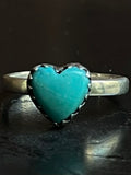 Kingman Turquoise Heart Ring | Sterling Silver | Size 6 G385