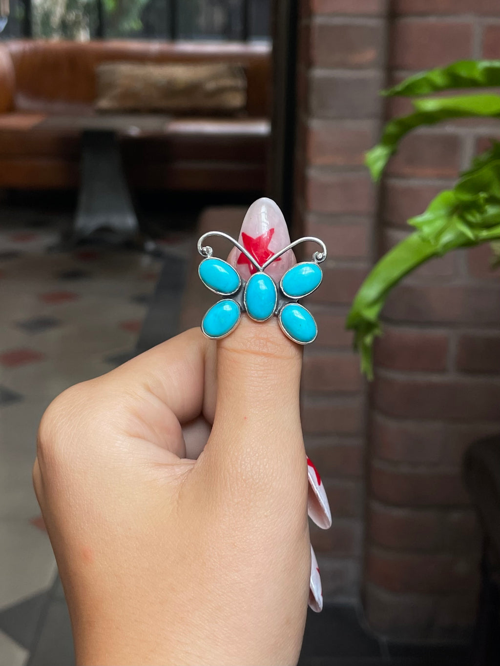 Kingman Turquoise Butterfly Ring Size 6.75 | 925 Sterling Silver G479