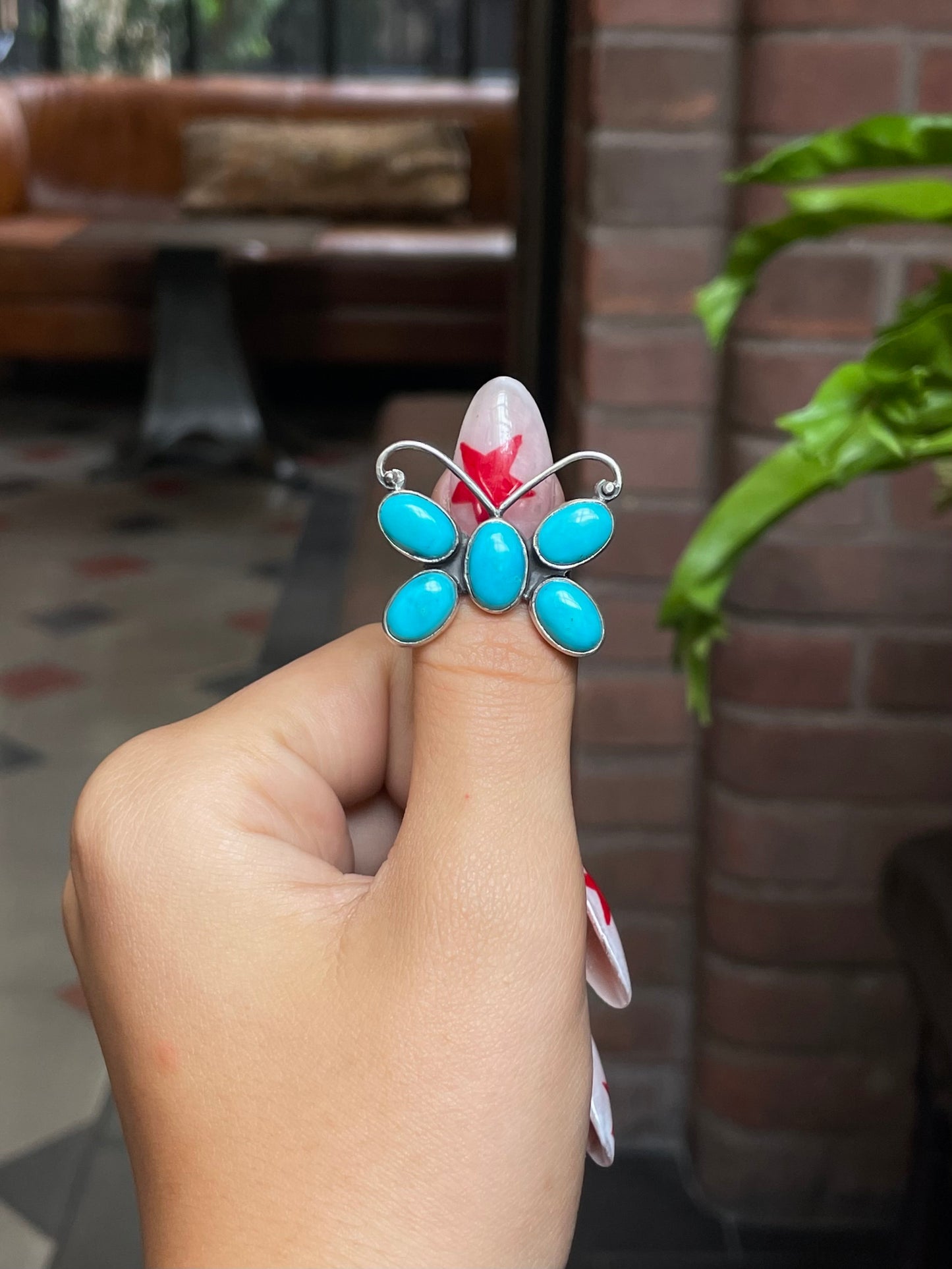 Kingman Turquoise Butterfly Ring Size 6.75 | 925 Sterling Silver G479