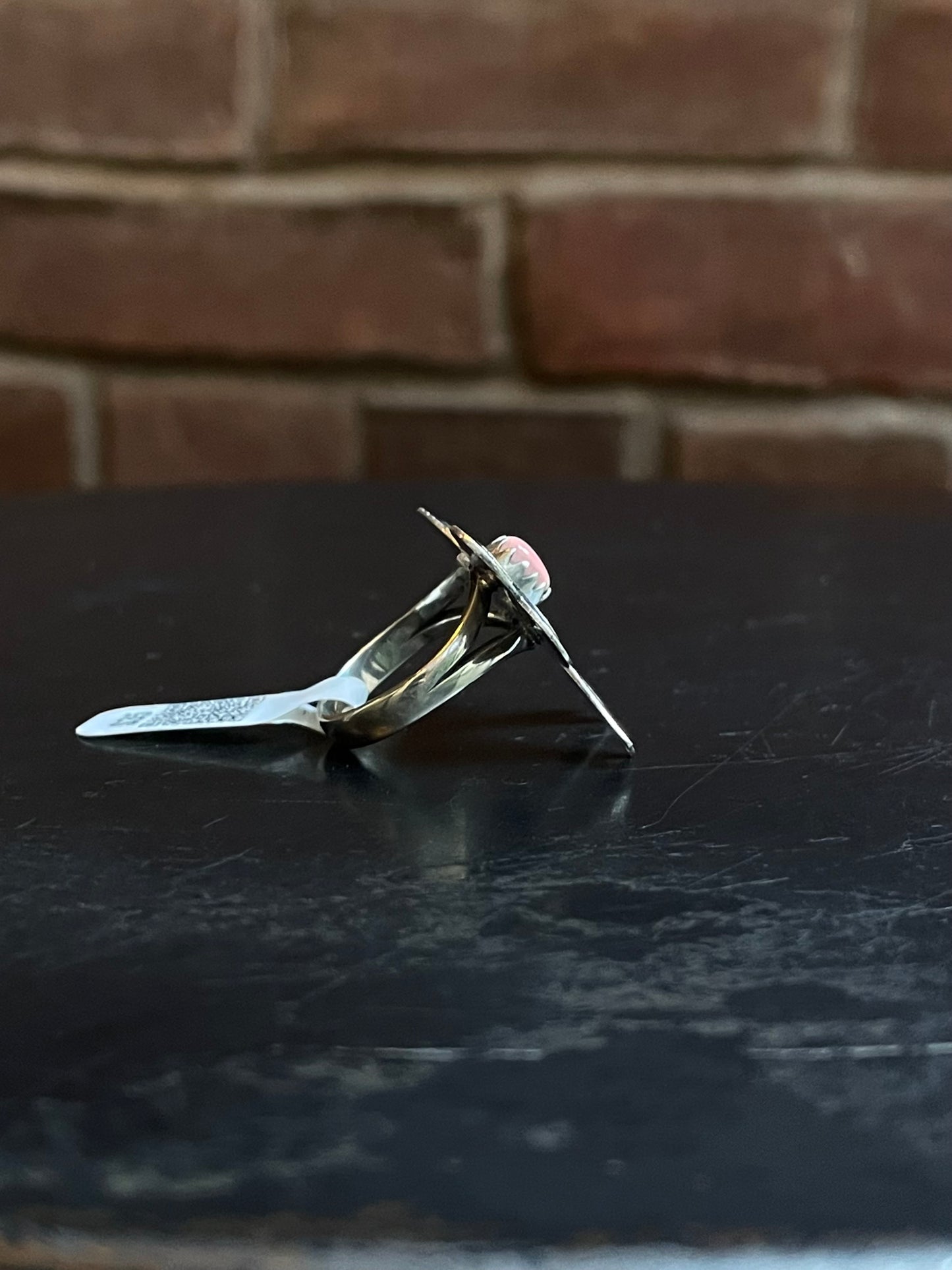 Pink Conch Bowtie Ring | Sterling Silver | Size 7 | A059