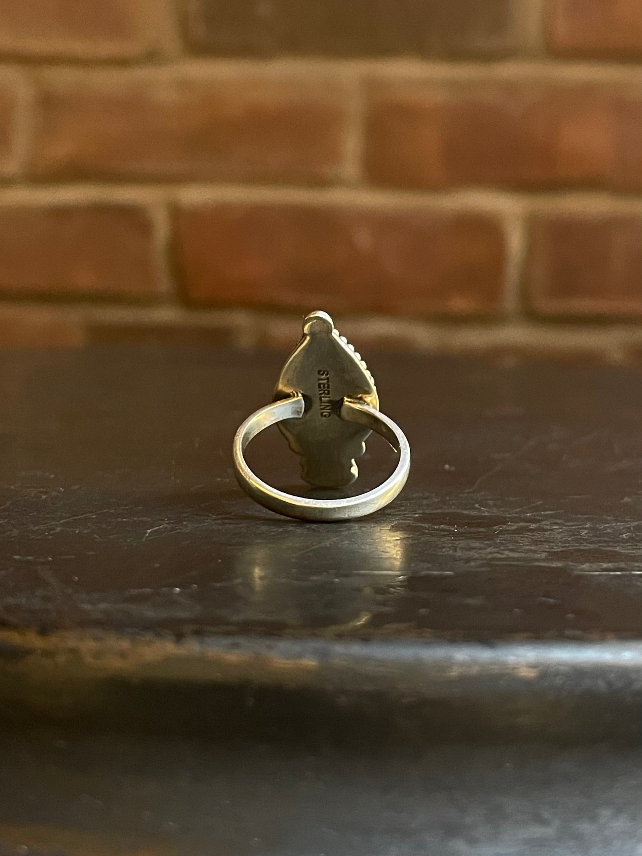 Turquoise Tear Drop Ring Size 7 | Sterling Silver E872