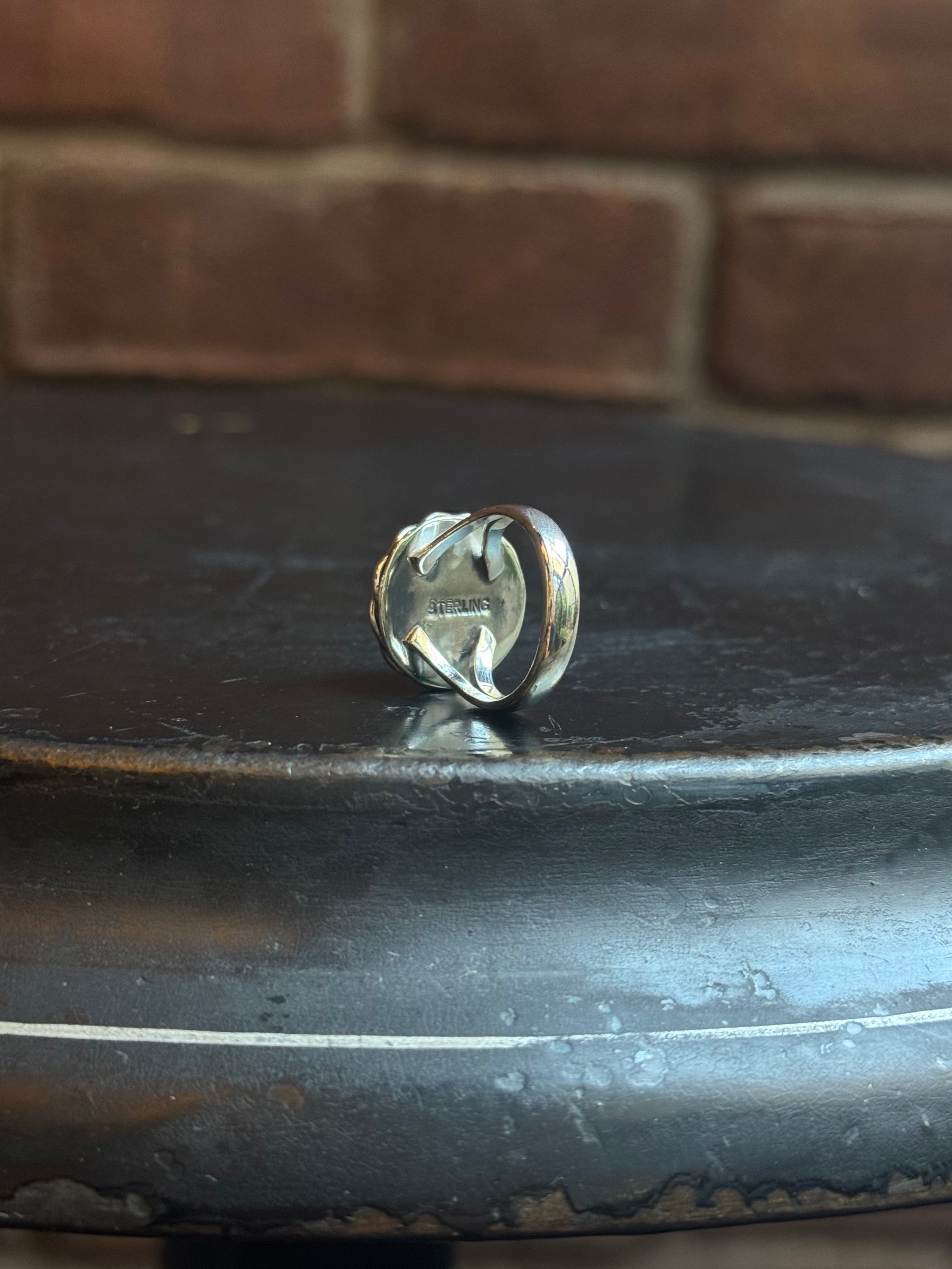 Turquoise Circle Ring | Sterling Silver | Size 6 | C131