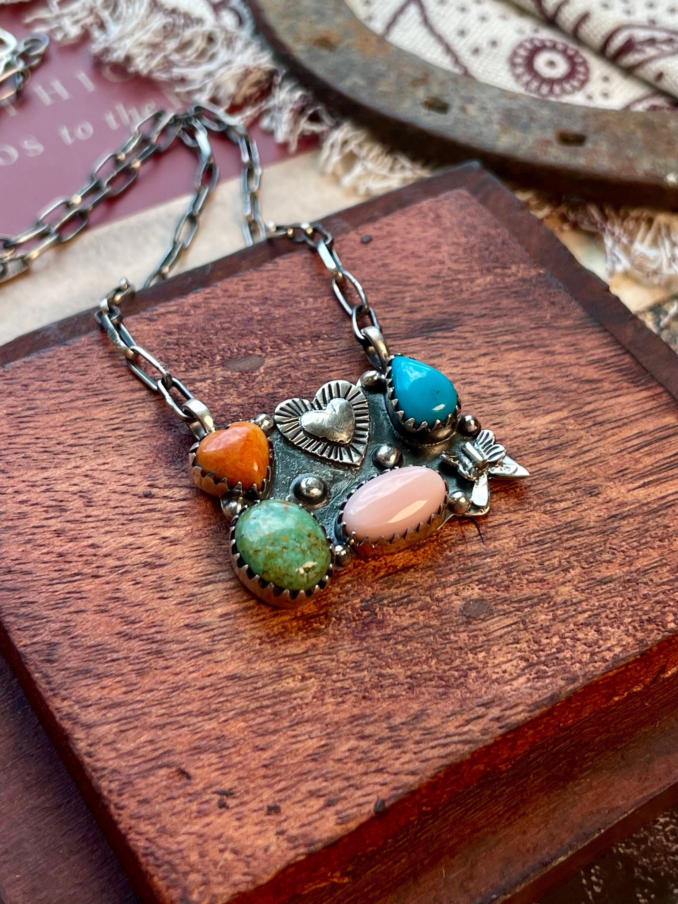 Multi-Stone Heart Necklace | 925 Sterling Silver D220