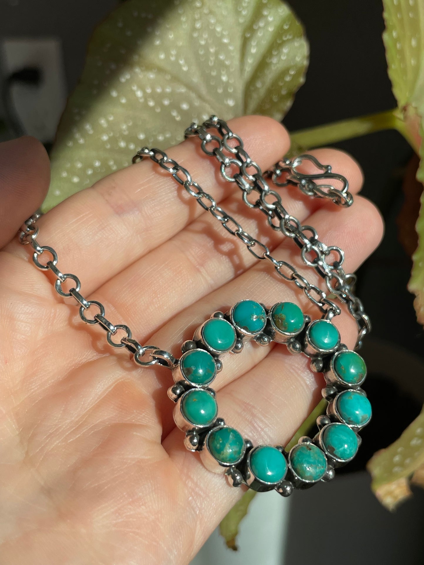 Kingman Turquoise Circle Necklace | Sterling Silver 925 B864