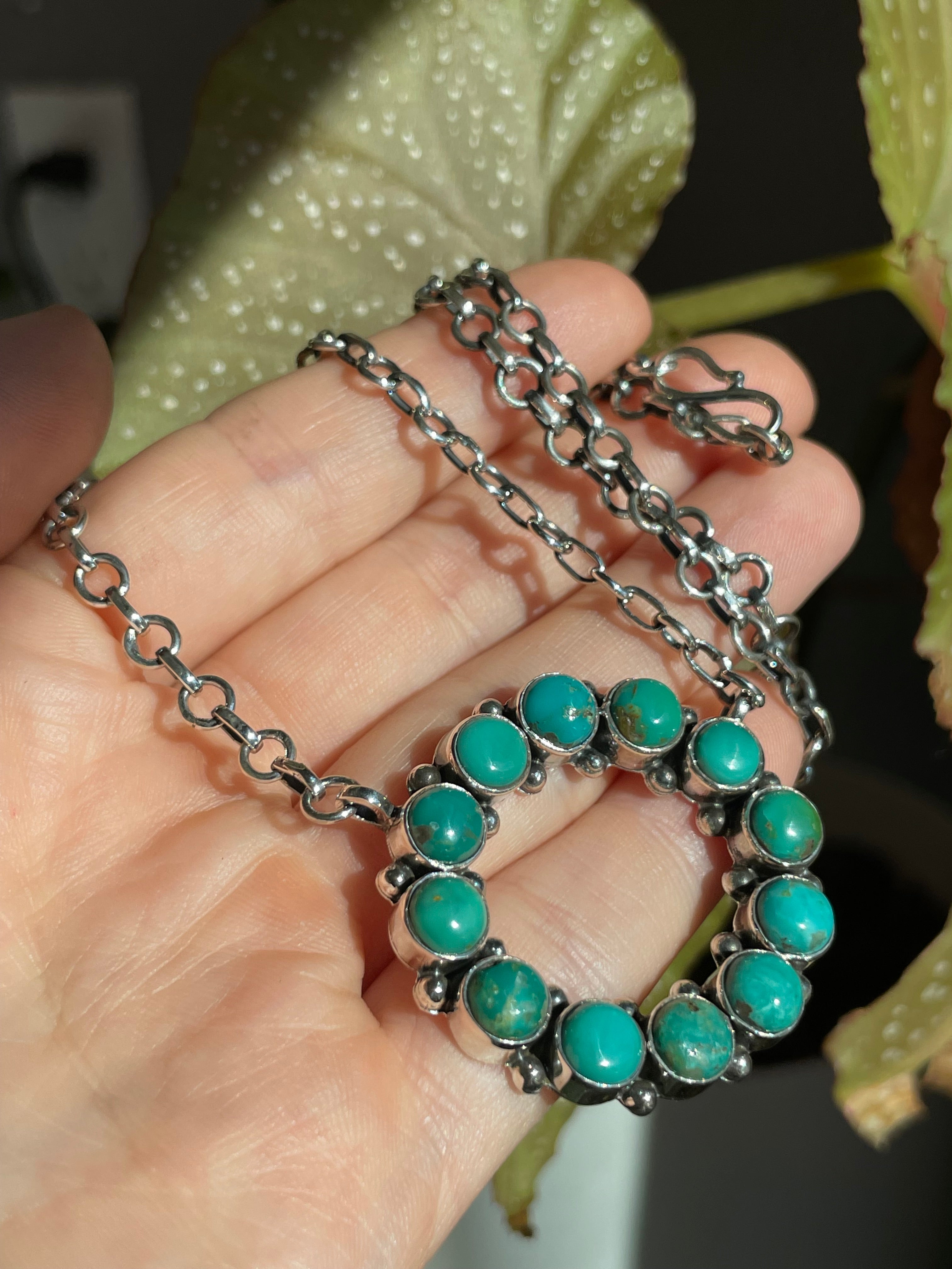 Kingman Turquoise Circle Necklace | Sterling Silver 925 B864