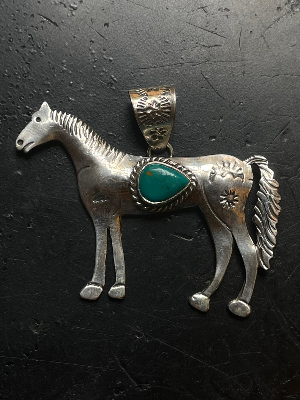 Turquoise Horse Pendant | 925 Sterling Silver E701