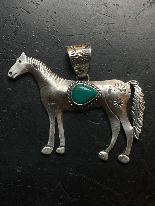 Turquoise Horse Pendant | 925 Sterling Silver E701