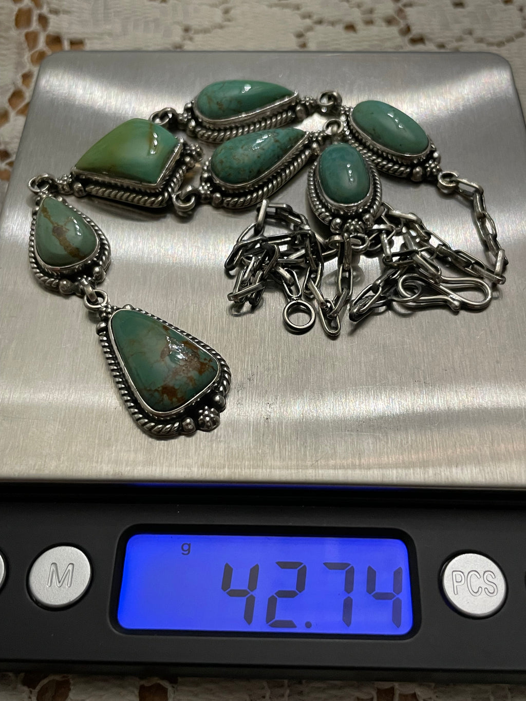 Kingman Turquoise Lariat Necklace | Sterling Silver 925 B888