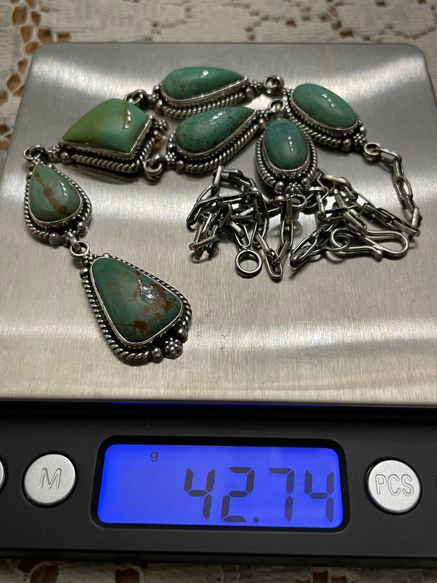 Kingman Turquoise Lariat Necklace | Sterling Silver 925 B888
