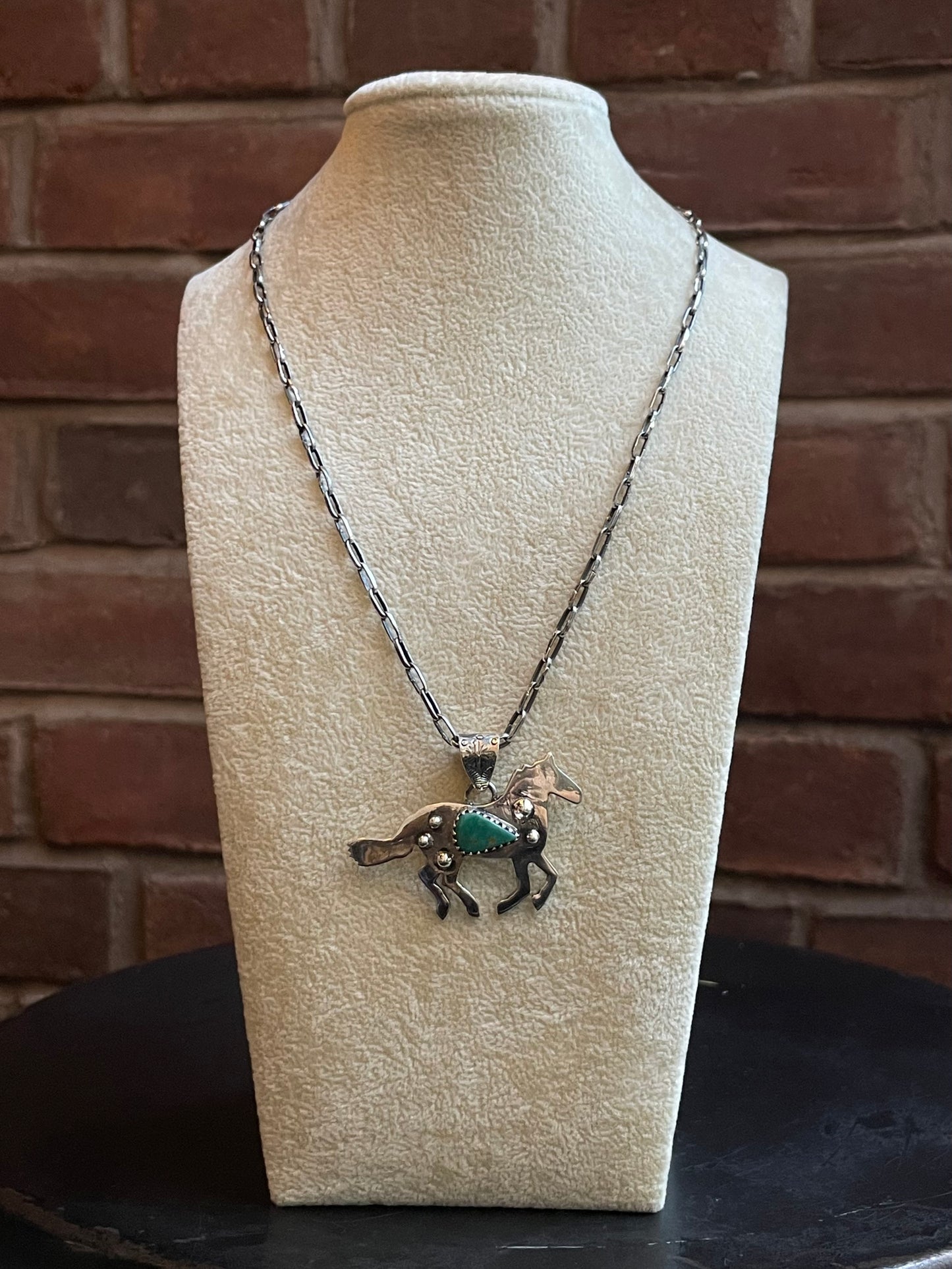 Kingman Turquoise Horse Pendant | 925 Sterling Silver E232