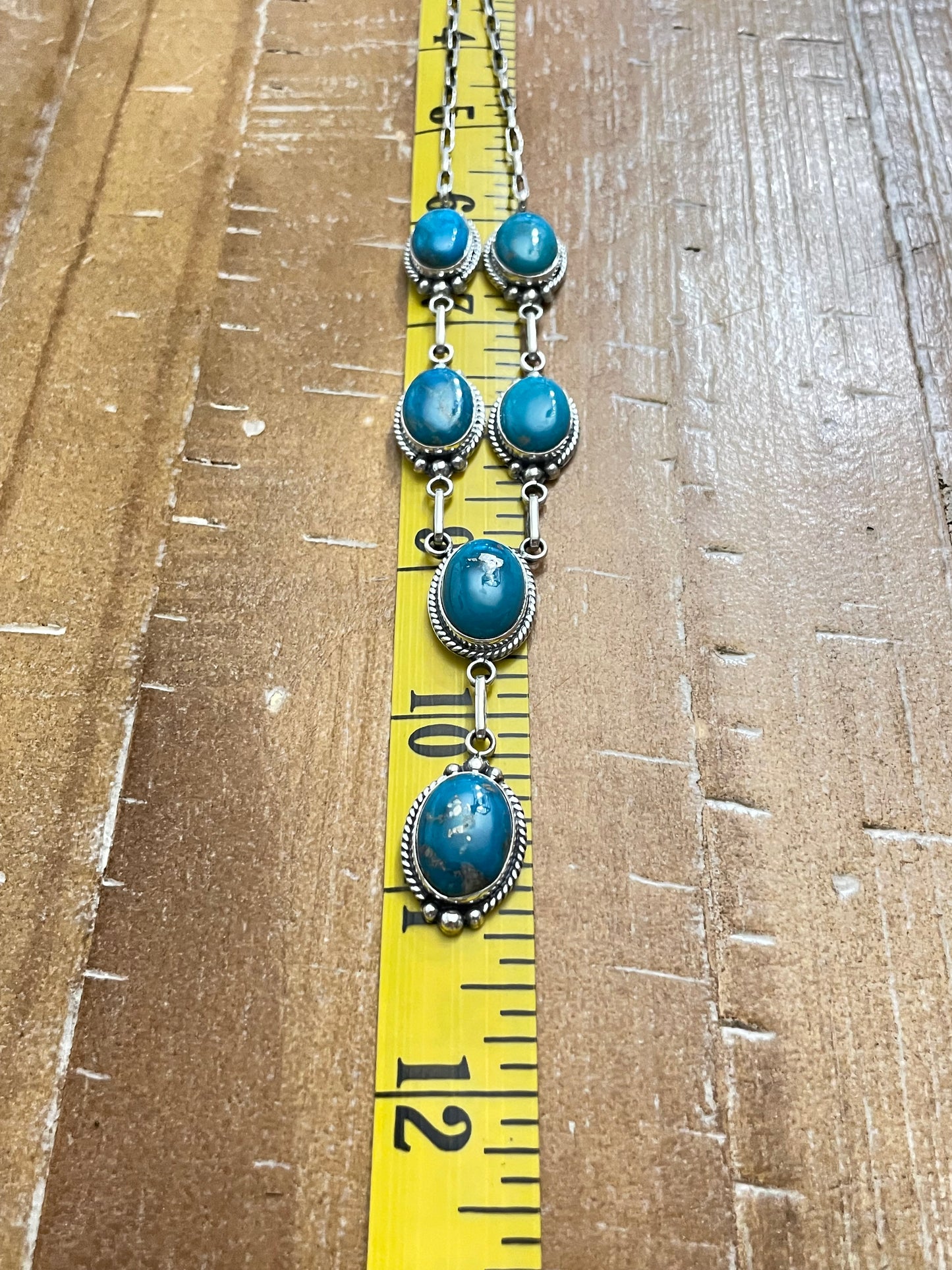 Kingman Turquoise Lariat Necklace | Sterling Silver 925 B879