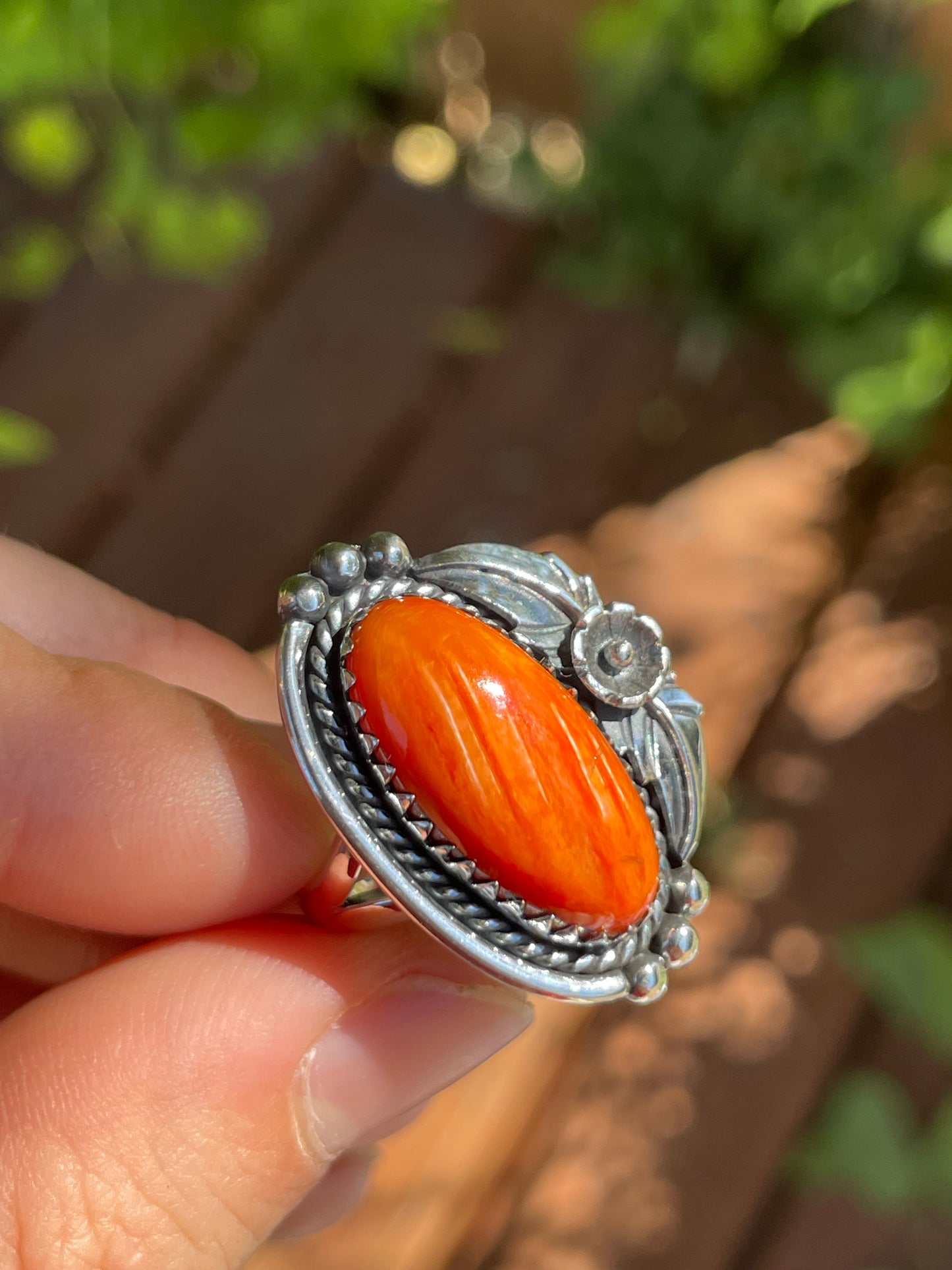 Spiny Oyster Leaf Ring | 925 Sterling Silver | Size 6 B108
