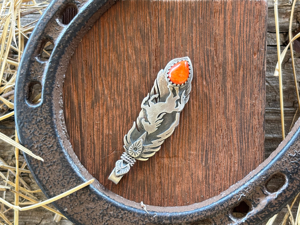 Spiny Oyster Horse Feather Pendant | 925 Sterling Silver Z15