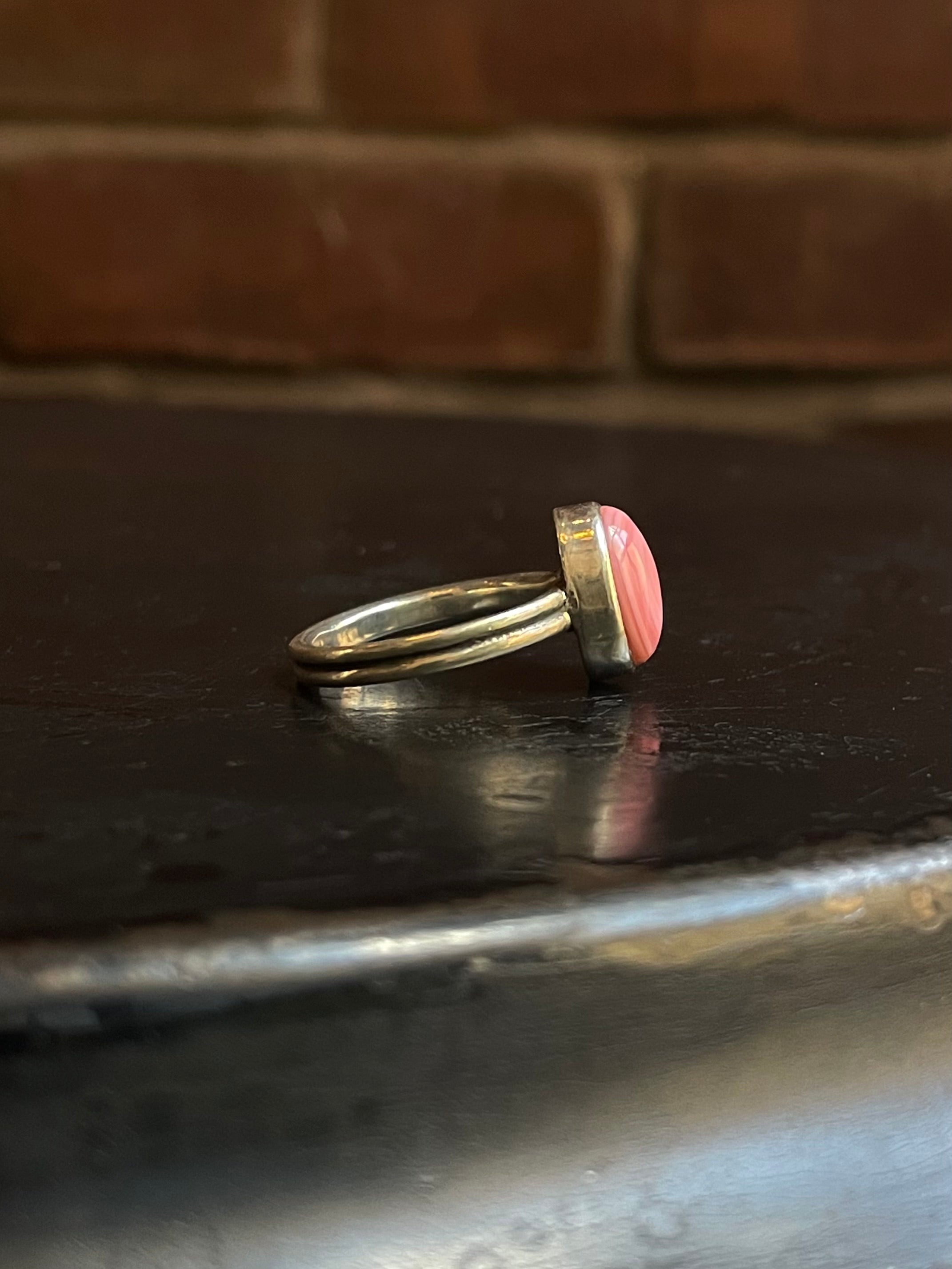 Pink Conch Ring Size 8 | 925 Sterling Silver G110