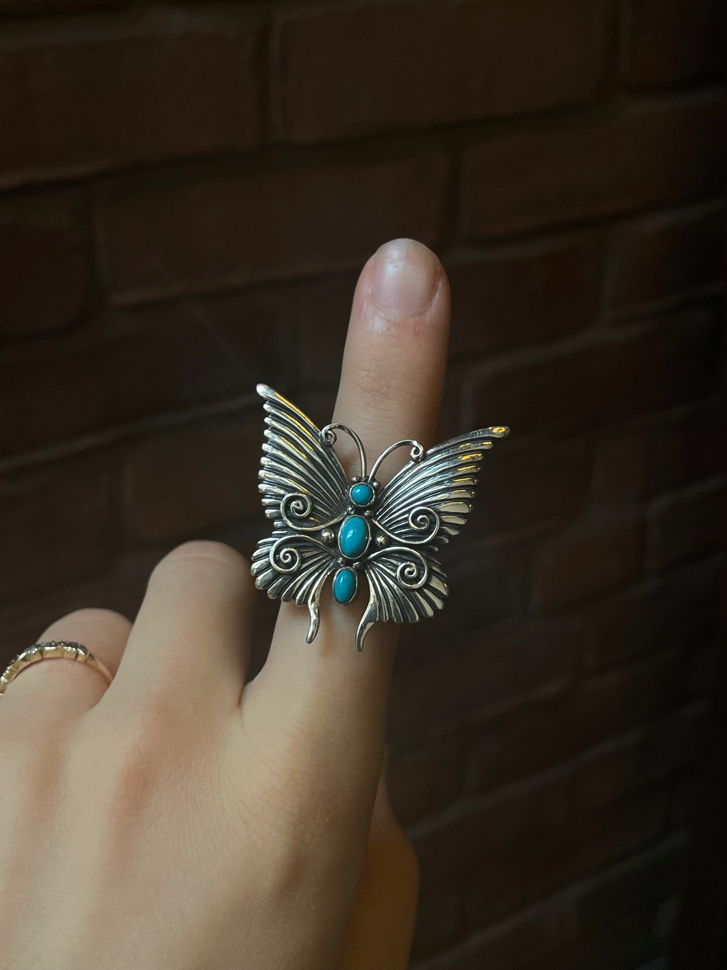 Turquoise Butterfly Ring Size 9 | 925 Sterling Silver C919
