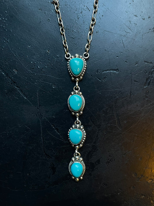 Turquoise Lariat Necklace | Sterling Silver 925 C760