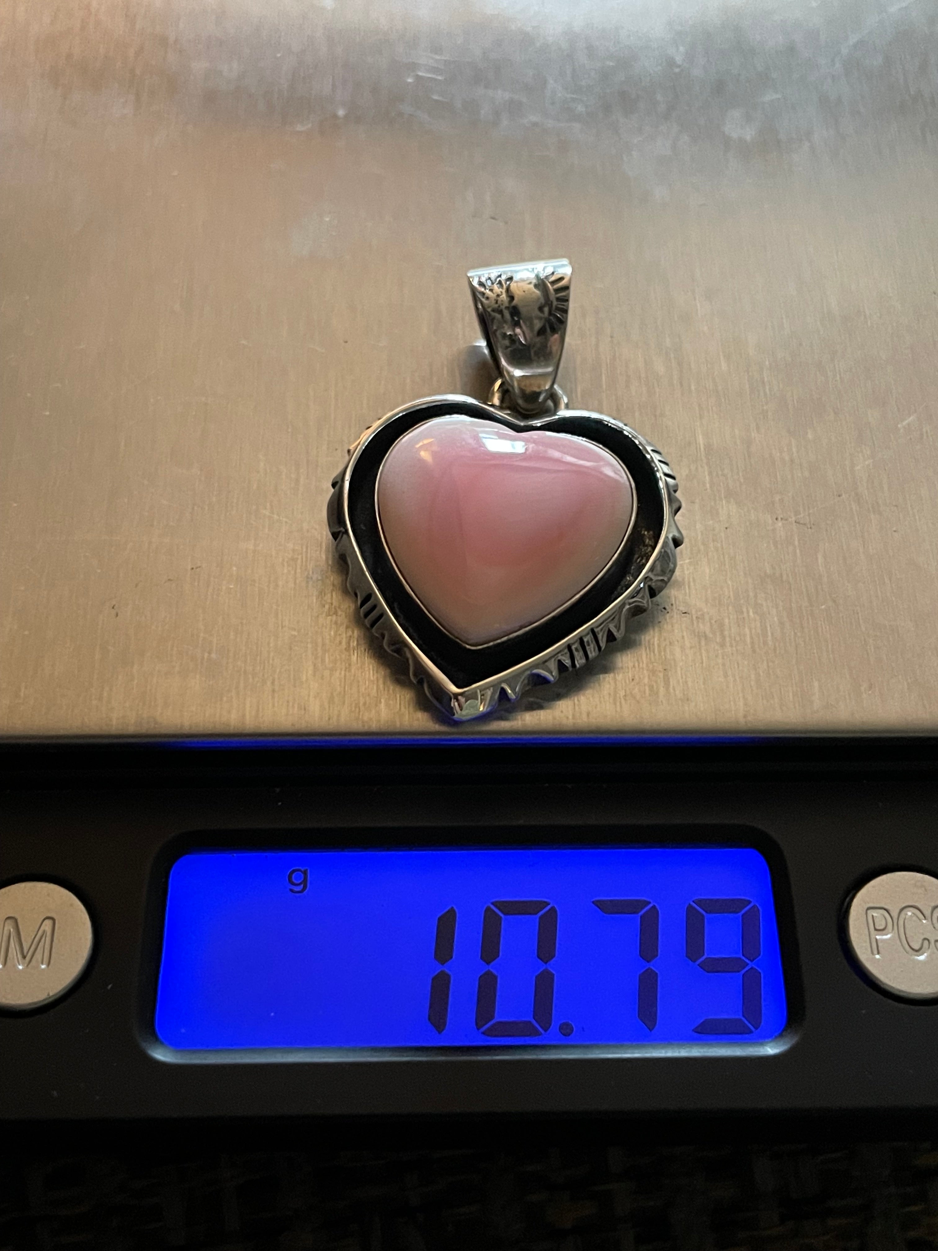 Pink Conch Heart Pendant | Sterling Silver 925 B841