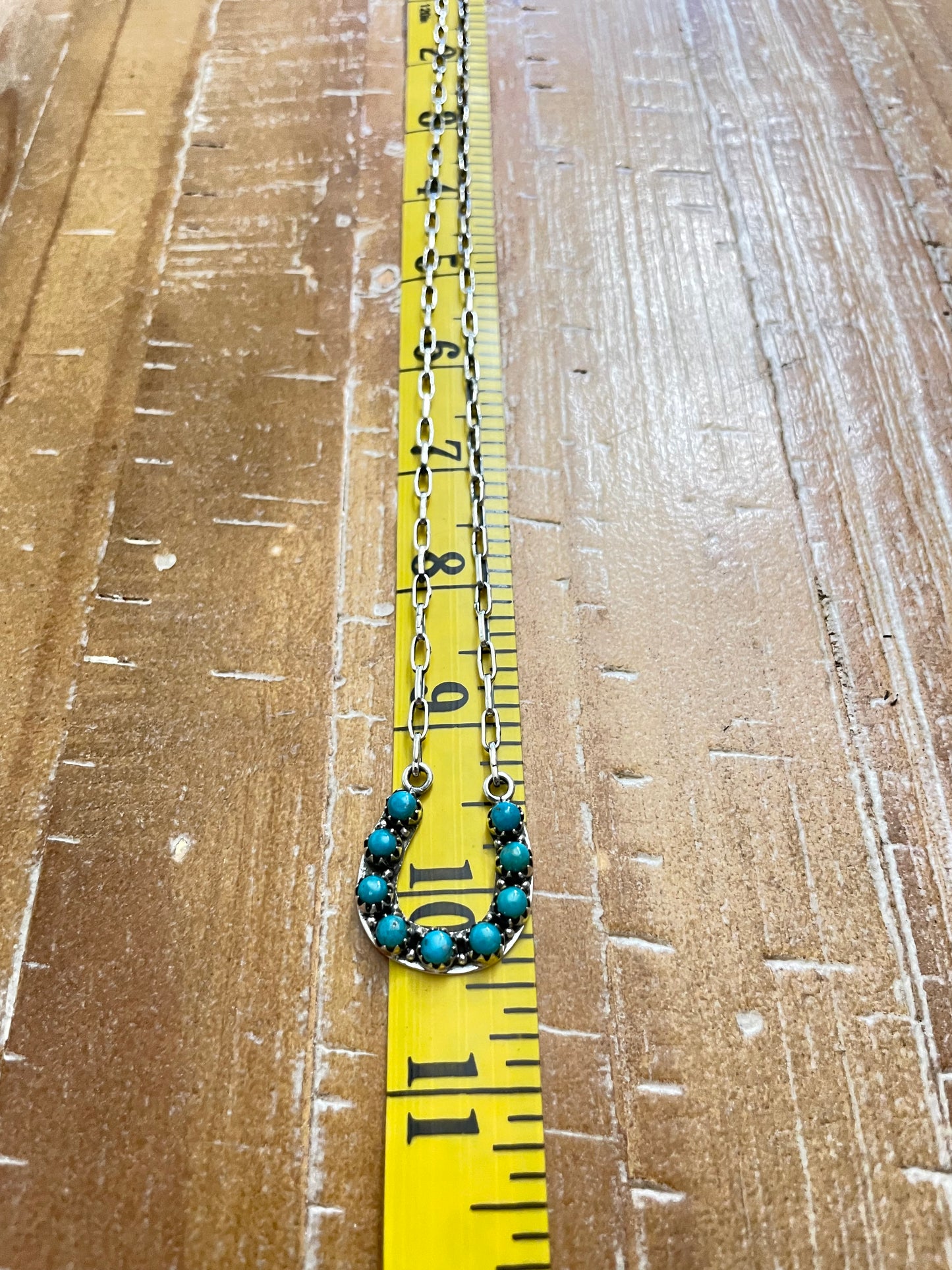 Kingman Turquoise Horseshoe Necklace | Sterling Silver 925 | B869