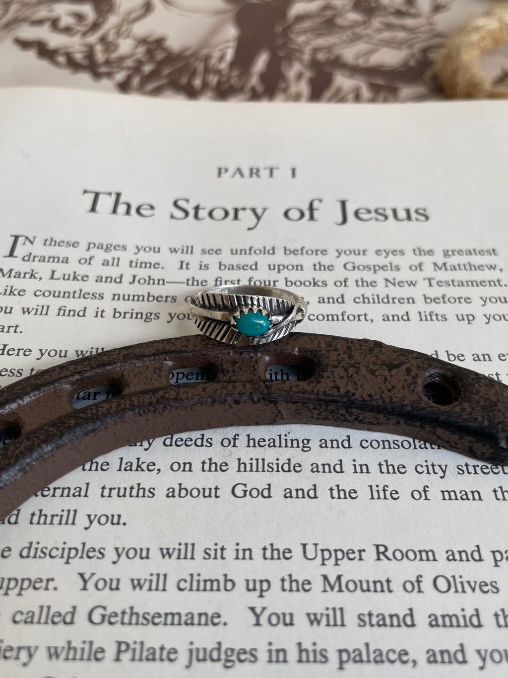 Turquoise Feather Ring | 925 Sterling Silver Size 8.25 G809
