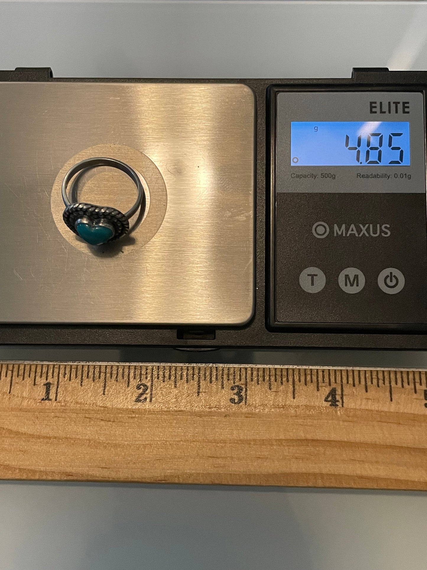 Kingman Turquoise Heart Ring | Sterling Silver | Size 7.75 G367