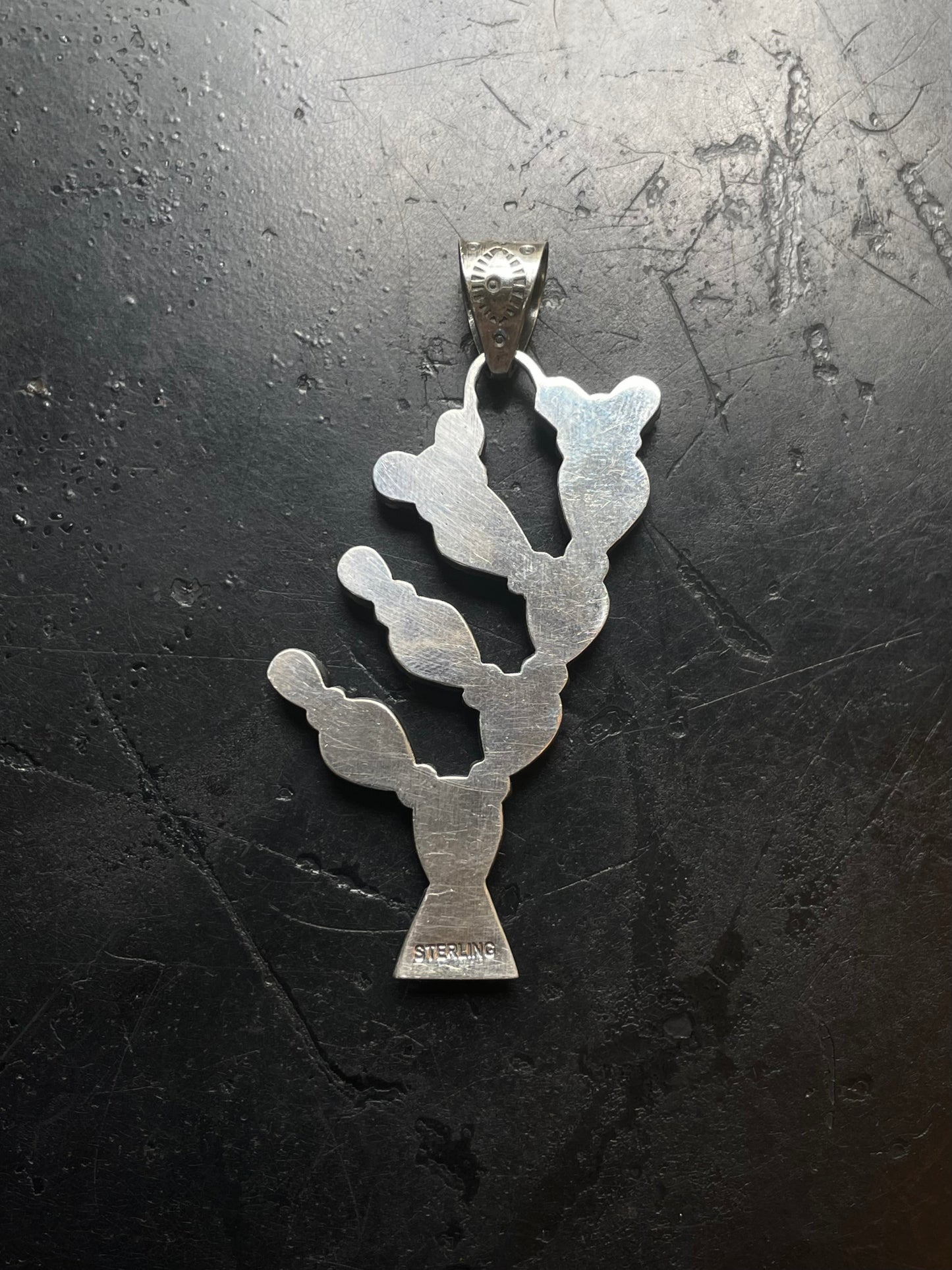 Turquoise Coral Cactus Pendant | Sterling Silver E703
