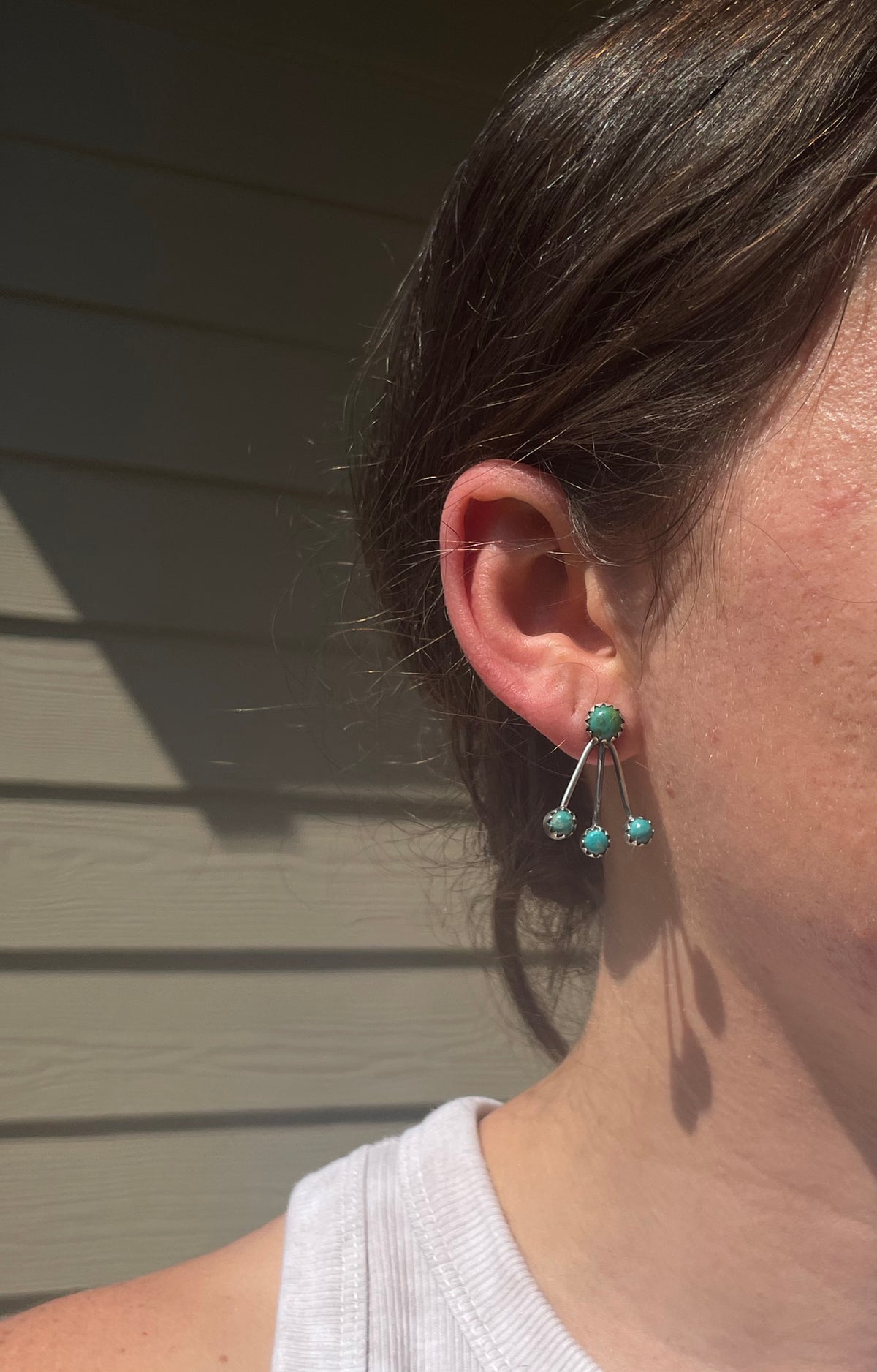 Turquoise Cluster Stud Earrings | 925 Sterling Silver D244