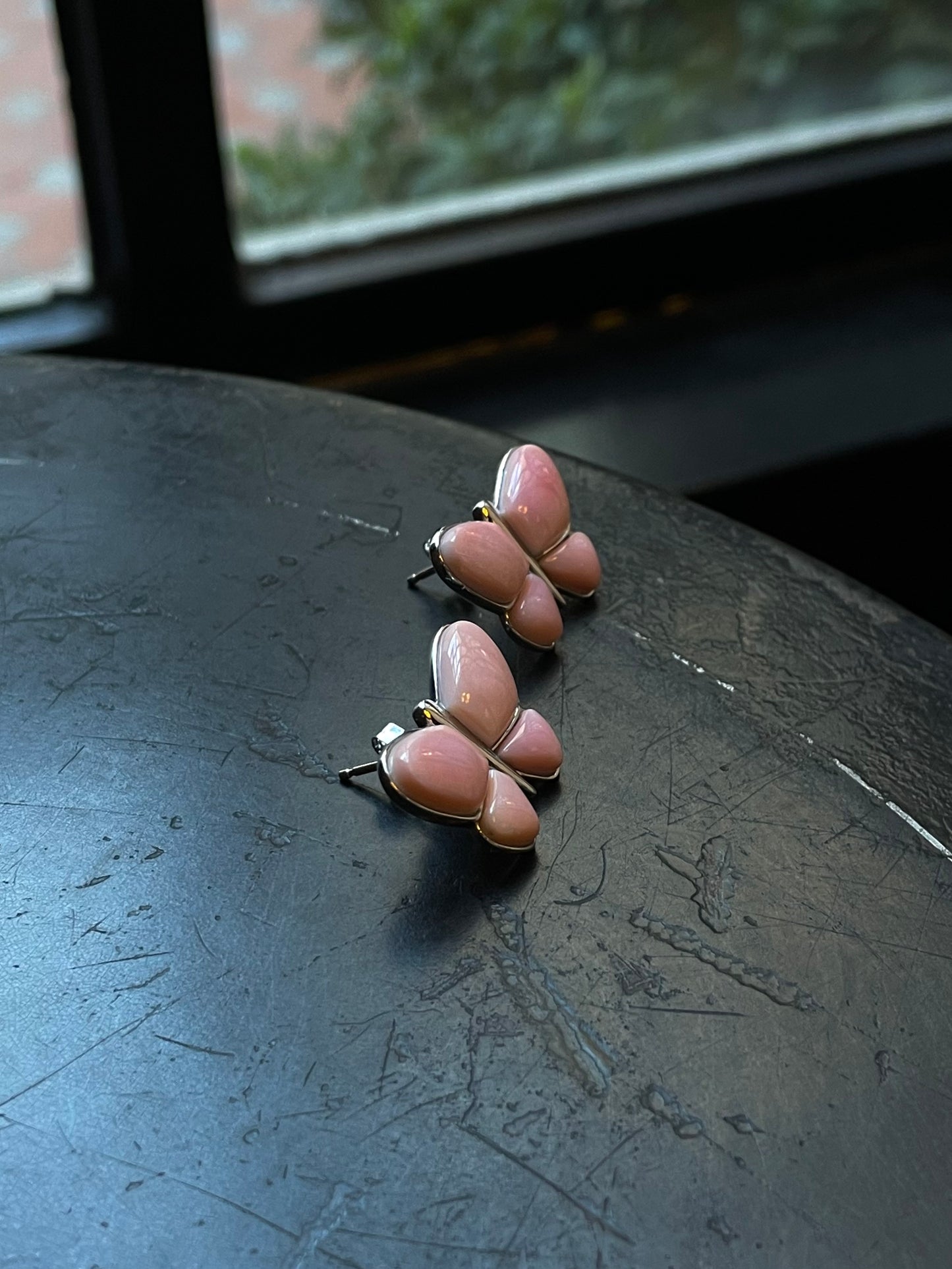 Pink Conch Butterfly Stud Earrings | 925 Sterling Silver E410