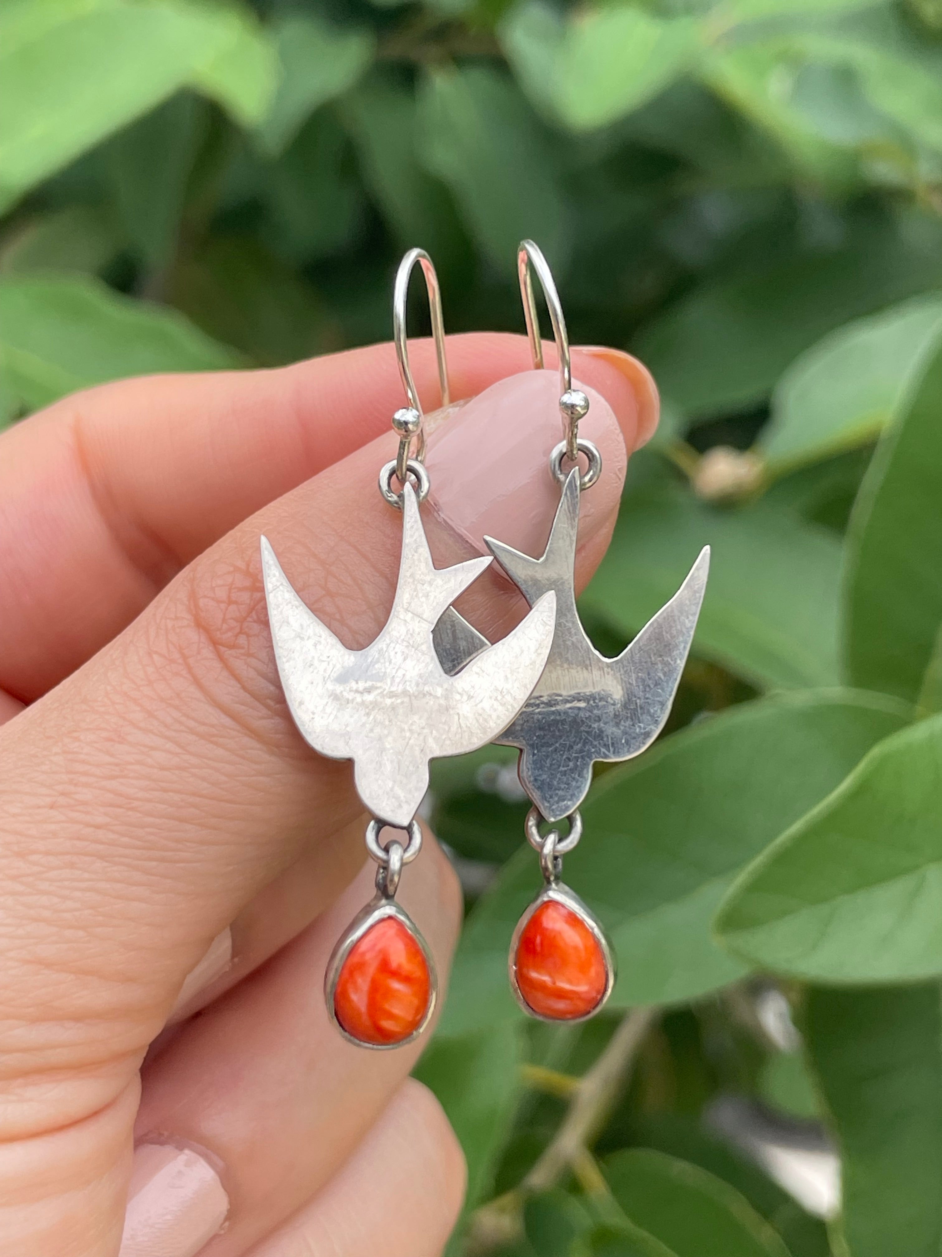 Spiny Oyster Bird Hook Earrings | 925 Sterling Silver D197