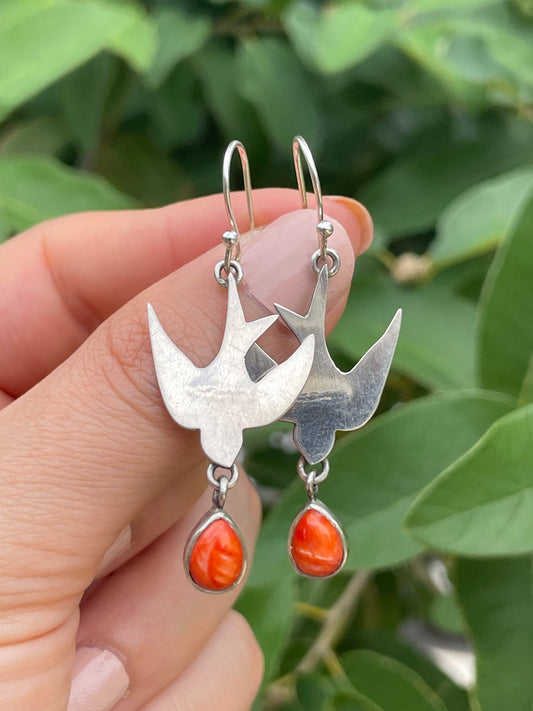 Spiny Oyster Bird Hook Earrings | 925 Sterling Silver D197