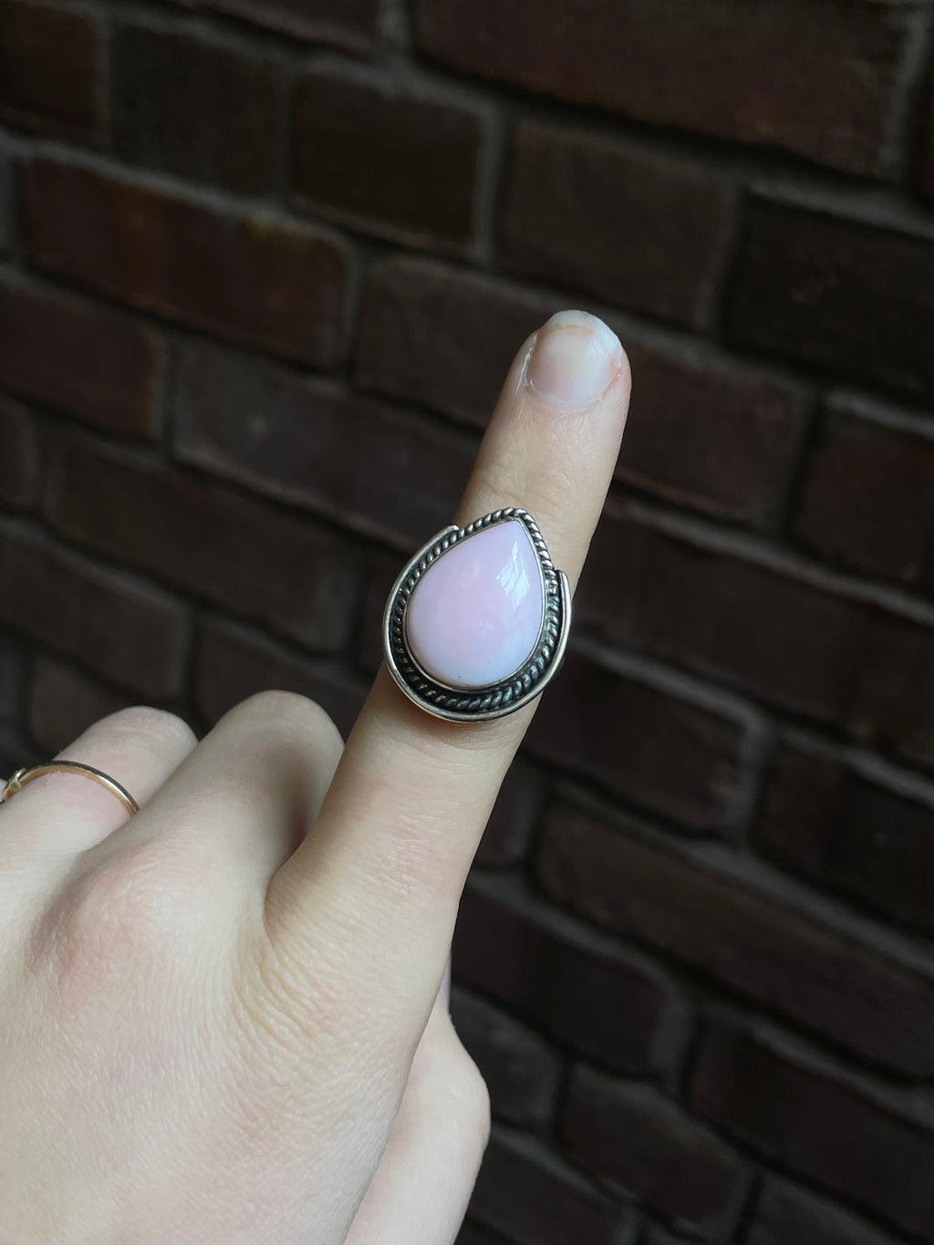 Pink Conch Teardrop Ring Size 8 | 925 Sterling Silver Southwest E150