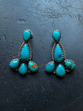 Kingman Turquoise Cluster Dangle Earrings | Sterling Silver E946