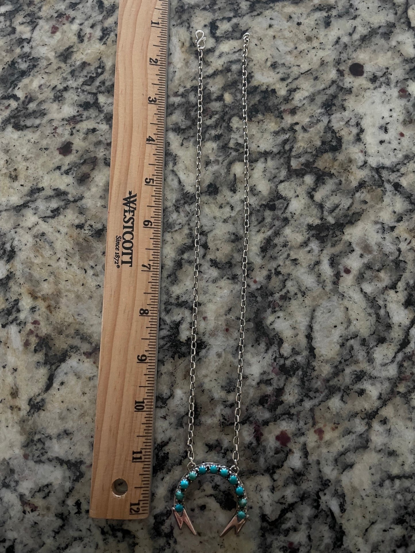 Kingman Lightning Bolts Turquoise Necklace | 925 Sterling Silver E361