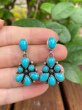Kingman Turquoise Cluster Stud Earrings | 925 Sterling Silver B970