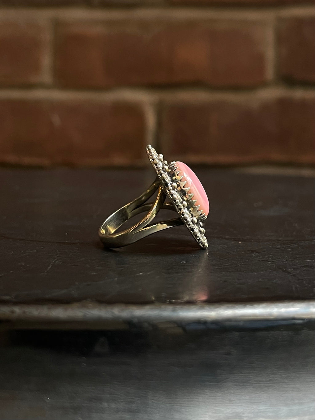 Pink Conch Floral Ring Size 8 | 925 Sterling Silver E993