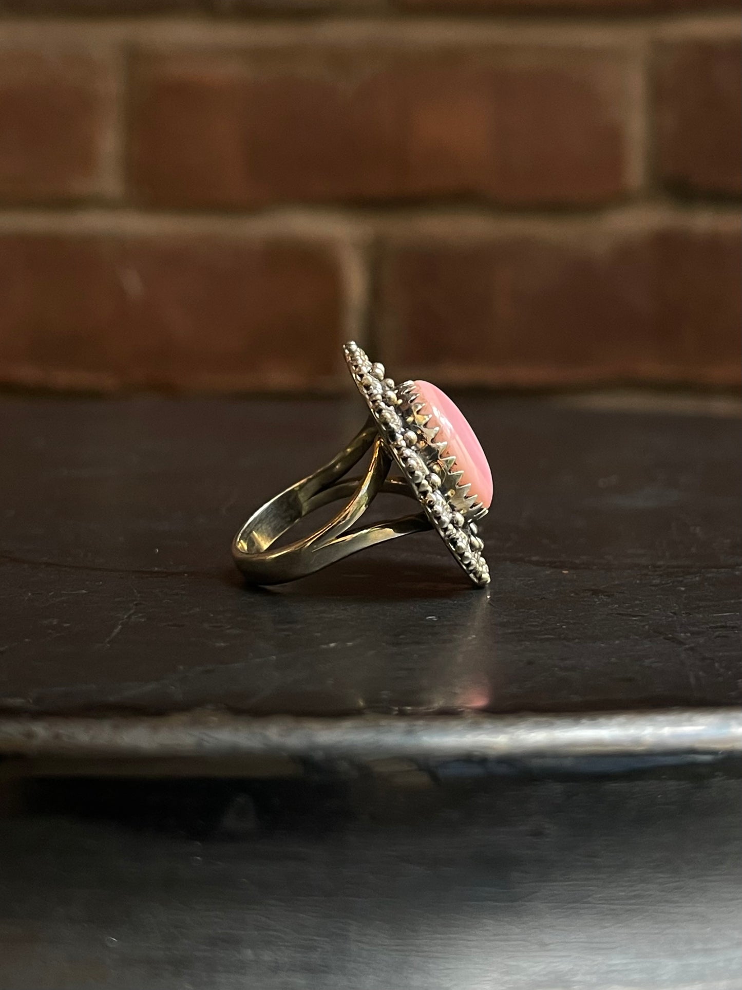 Pink Conch Floral Ring Size 8 | 925 Sterling Silver E993