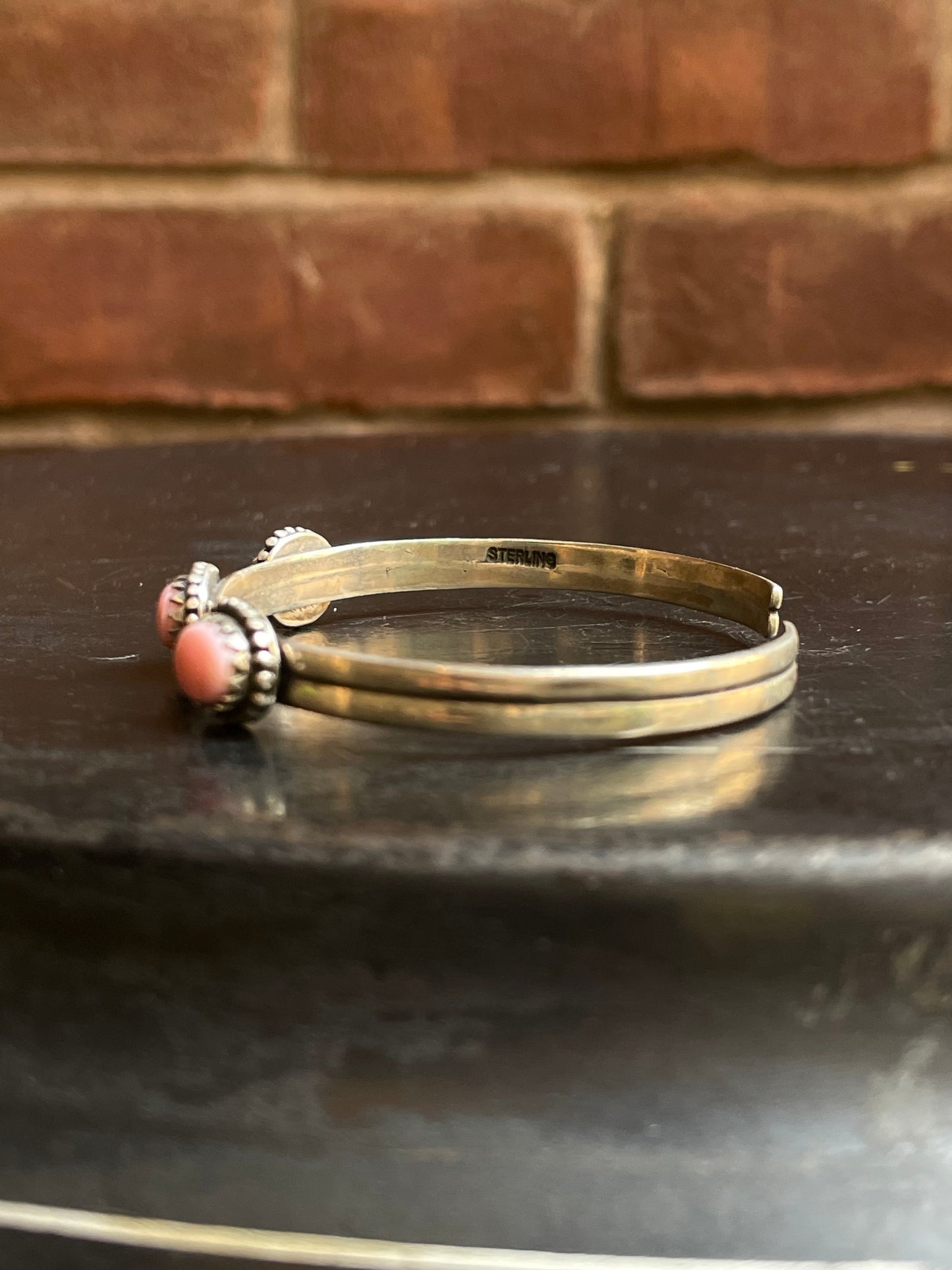 Pink Conch Triple Stone Cuff Bracelet | 925 Sterling Silver E965