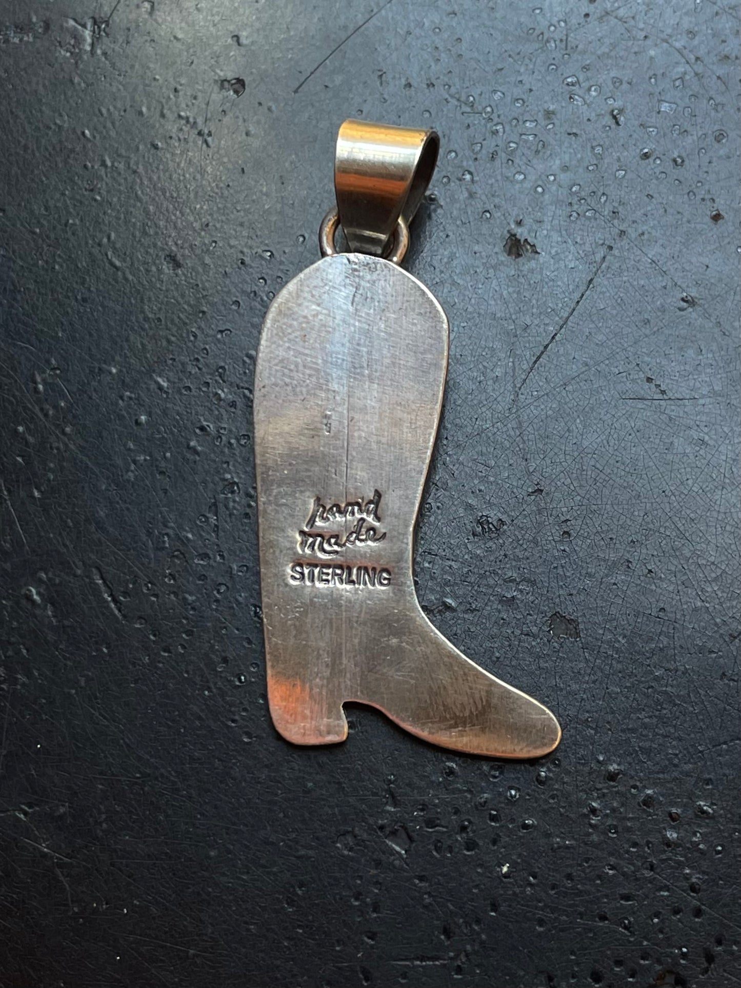 Pink Conch Cowboy Boot Pendant | Sterling Silver G452