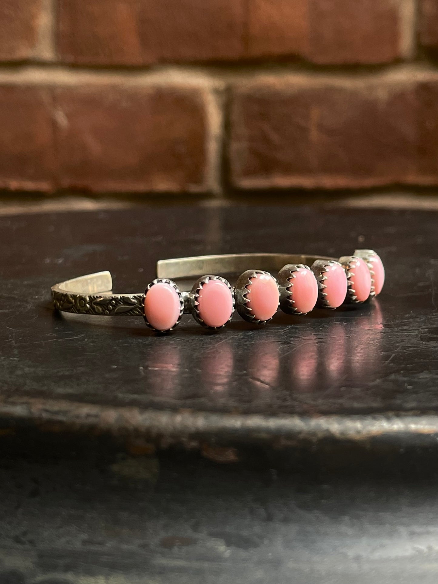 Pink Conch Multi Stone Cuff Bracelet | 925 Sterling Silver E964