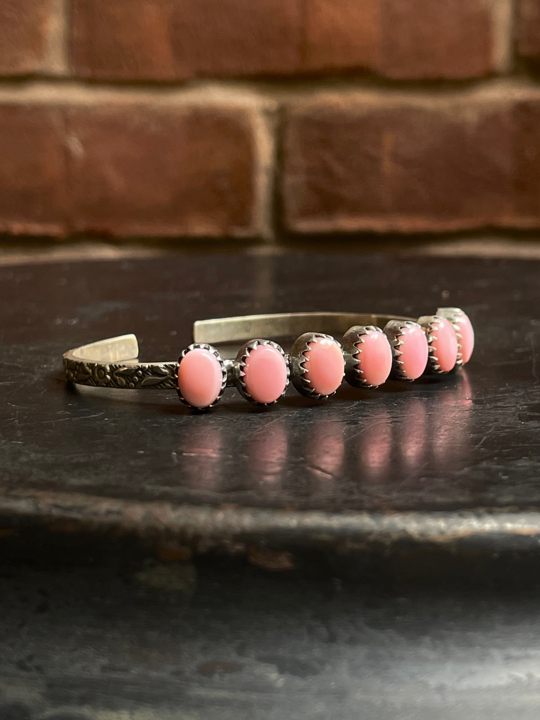 Pink Conch Multi Stone Cuff Bracelet | 925 Sterling Silver E964