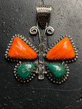 Spiny Oyster & Turquoise Butterfly Pendant | 925 Sterling Silver G240